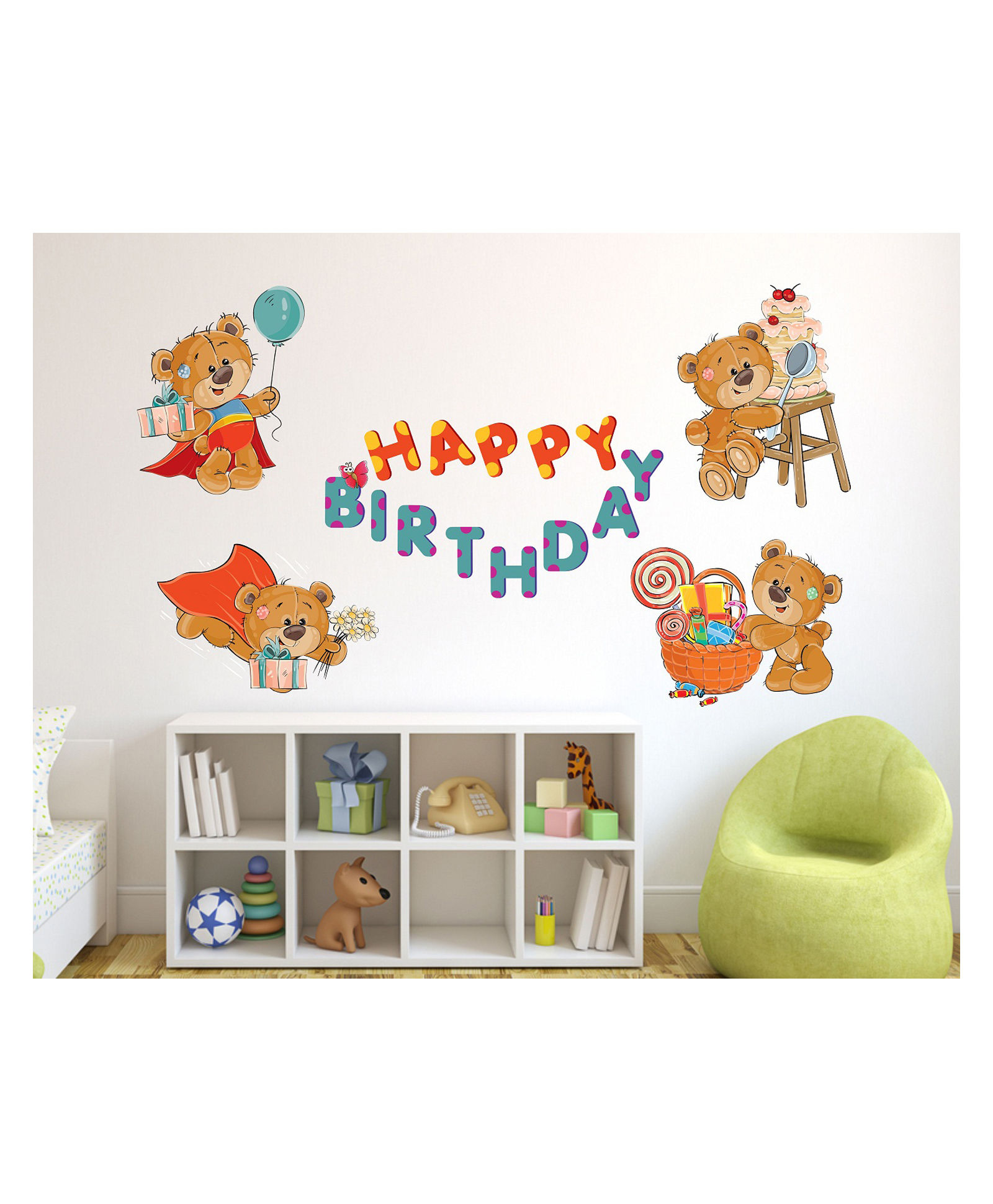 Wallstick Happy Birthday with Teddy Bears wall sticker Vinyl-picture-20