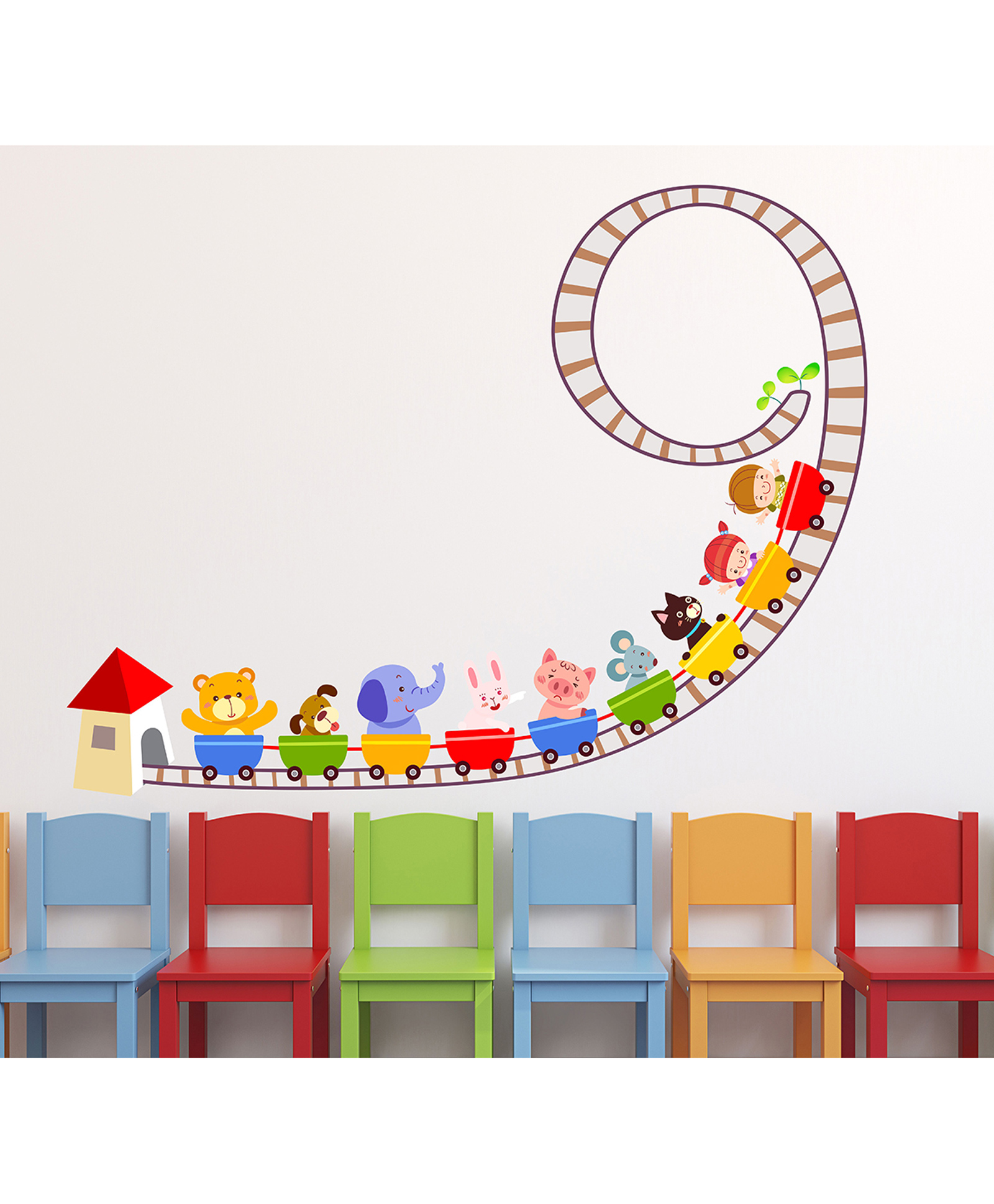 Wallstick Funny Animals And Kids Train Wallsticker-picture-12
