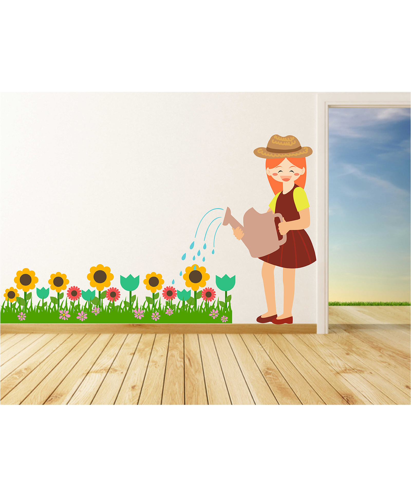 Wallstick Cute Girl in The Garden wall sticker Vinyl 1-picture-29