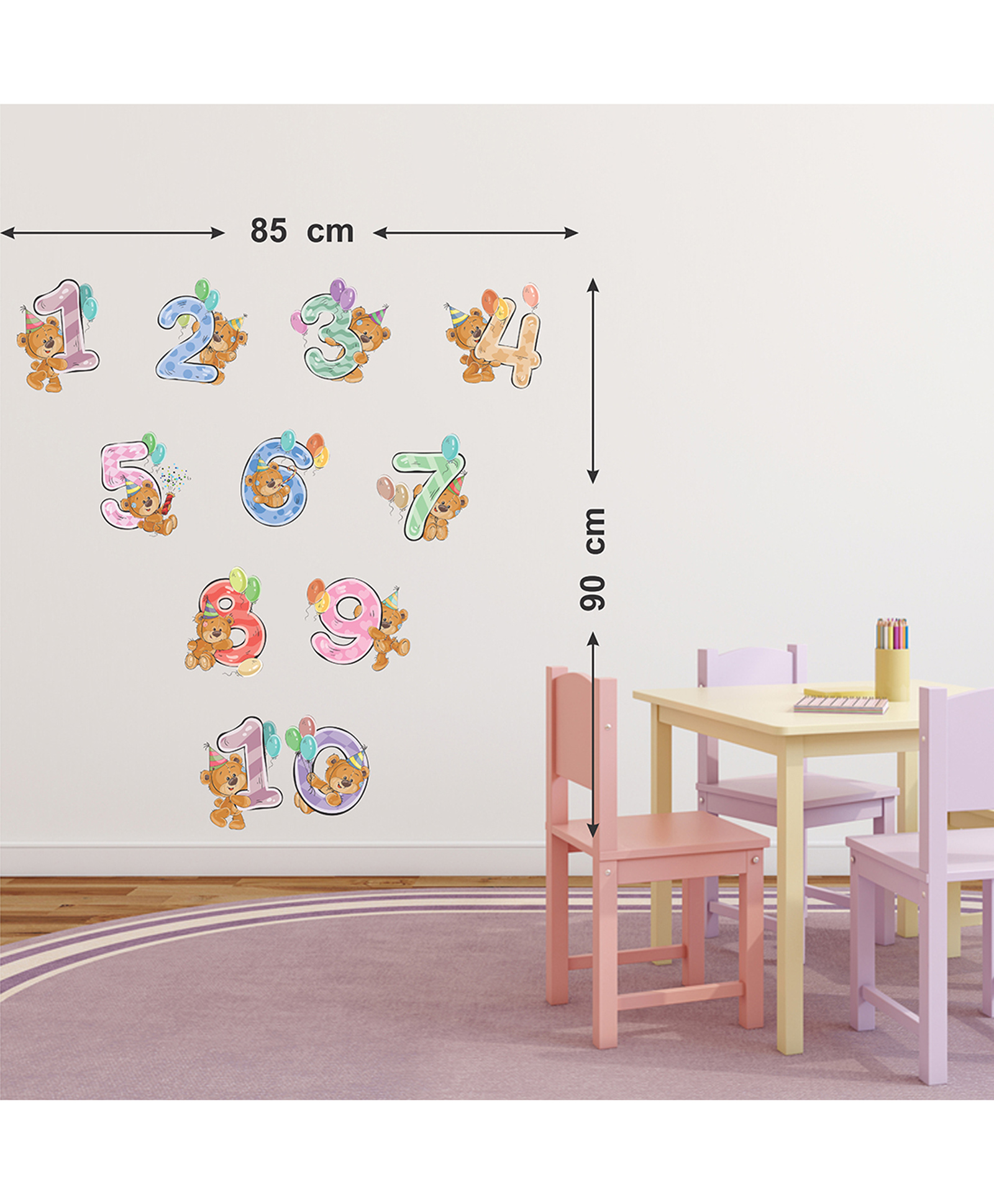 Wallstick Teddy With Numbers Wallsticker-picture-25
