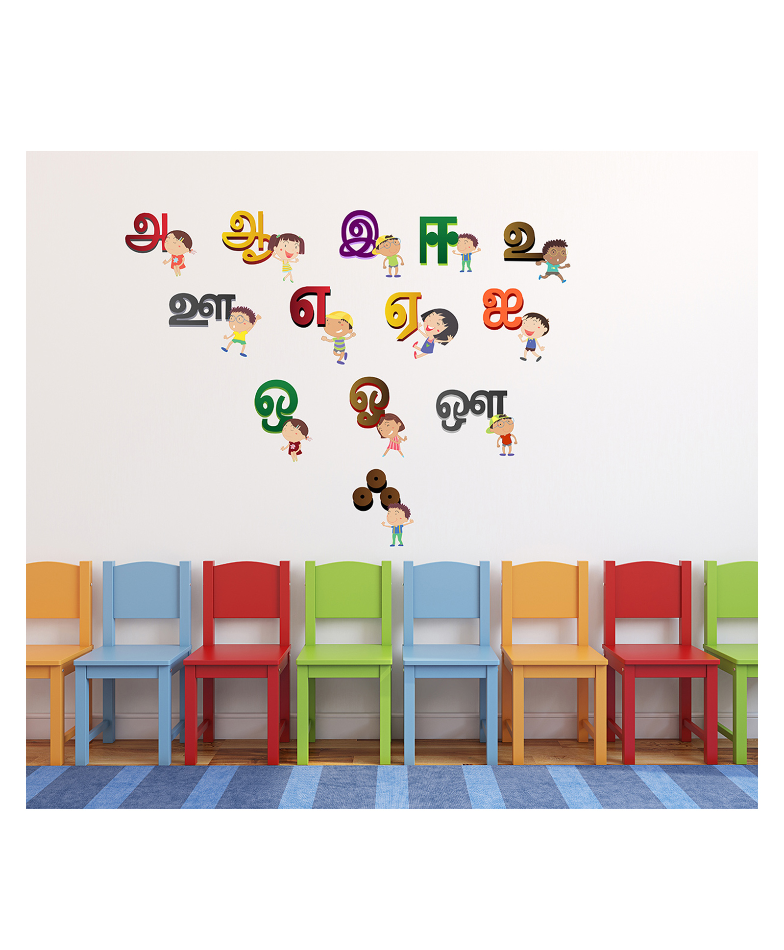 Wallstick Tamil Letters with Kids wall sticker Vinyl-image-42