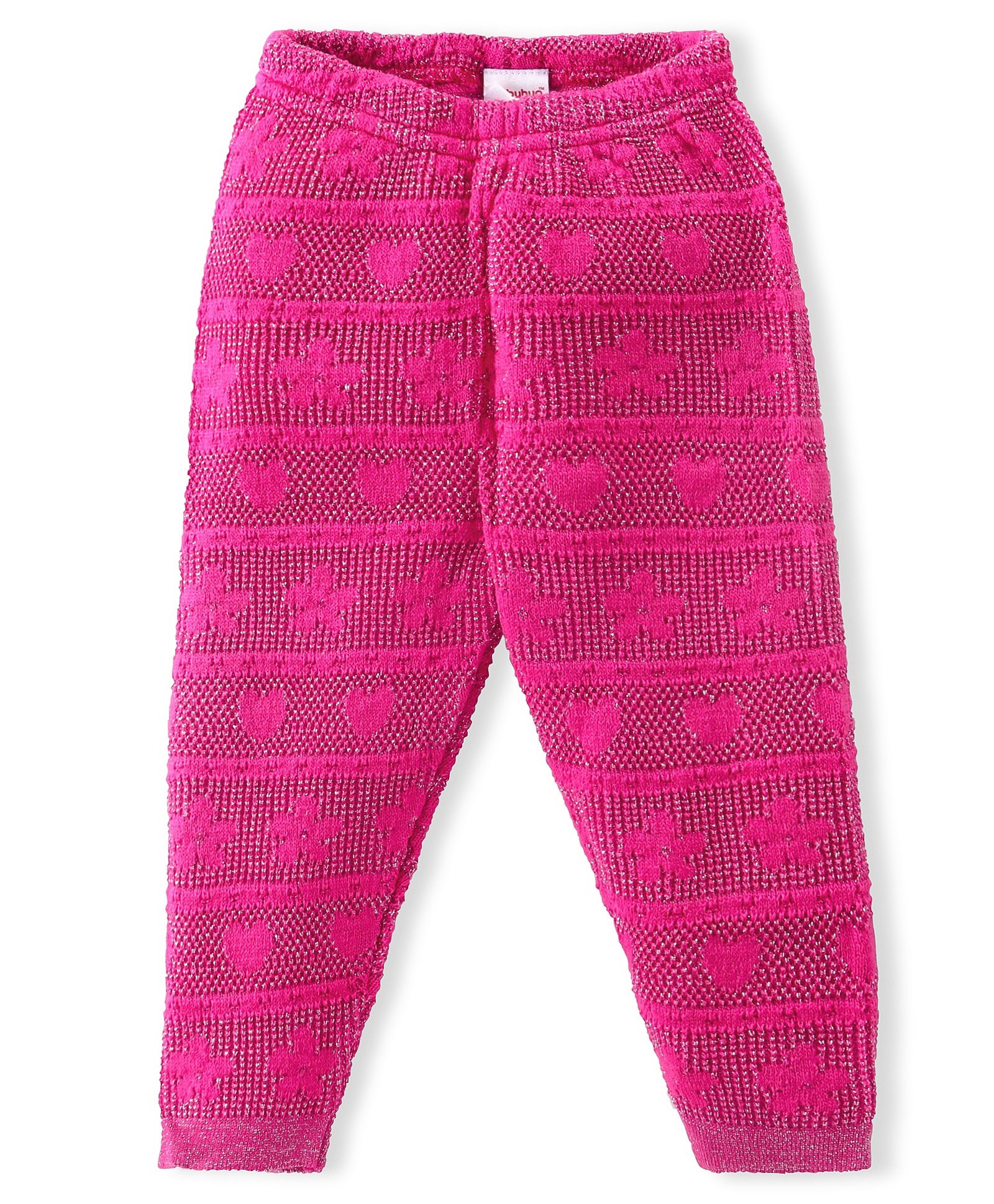 Babyhug Cable Knit Full Length Fleece & Woollen Pant Floral & Heart Design  - Pink-picture-15