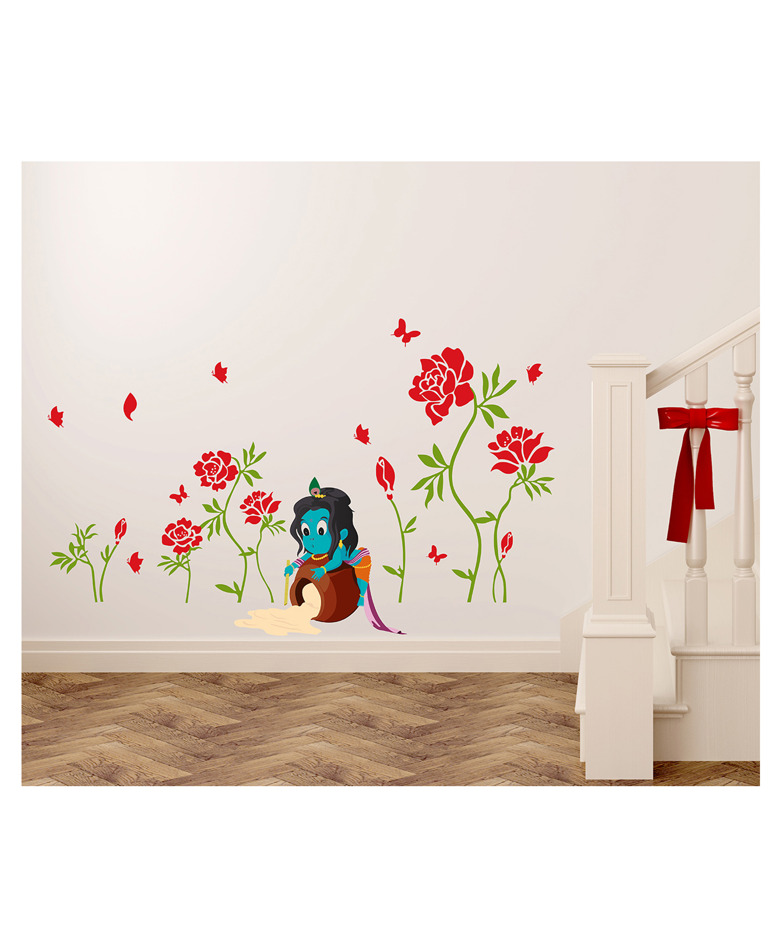 Wallstick Lord Krishna with Flowers wallstickers-picture-11