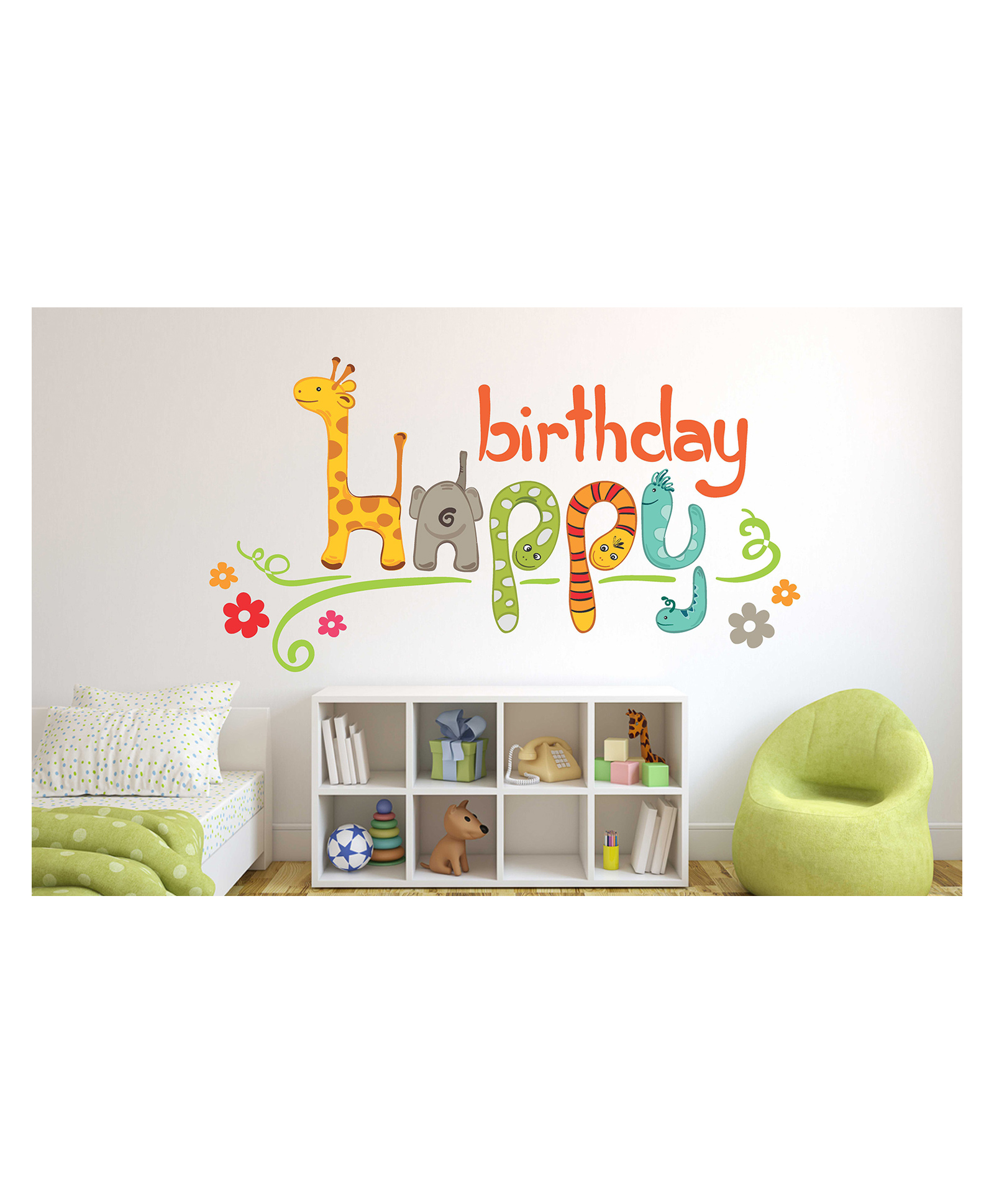 Wallstick Happy Birthday with Animals wall stickers Vinyl-image-2