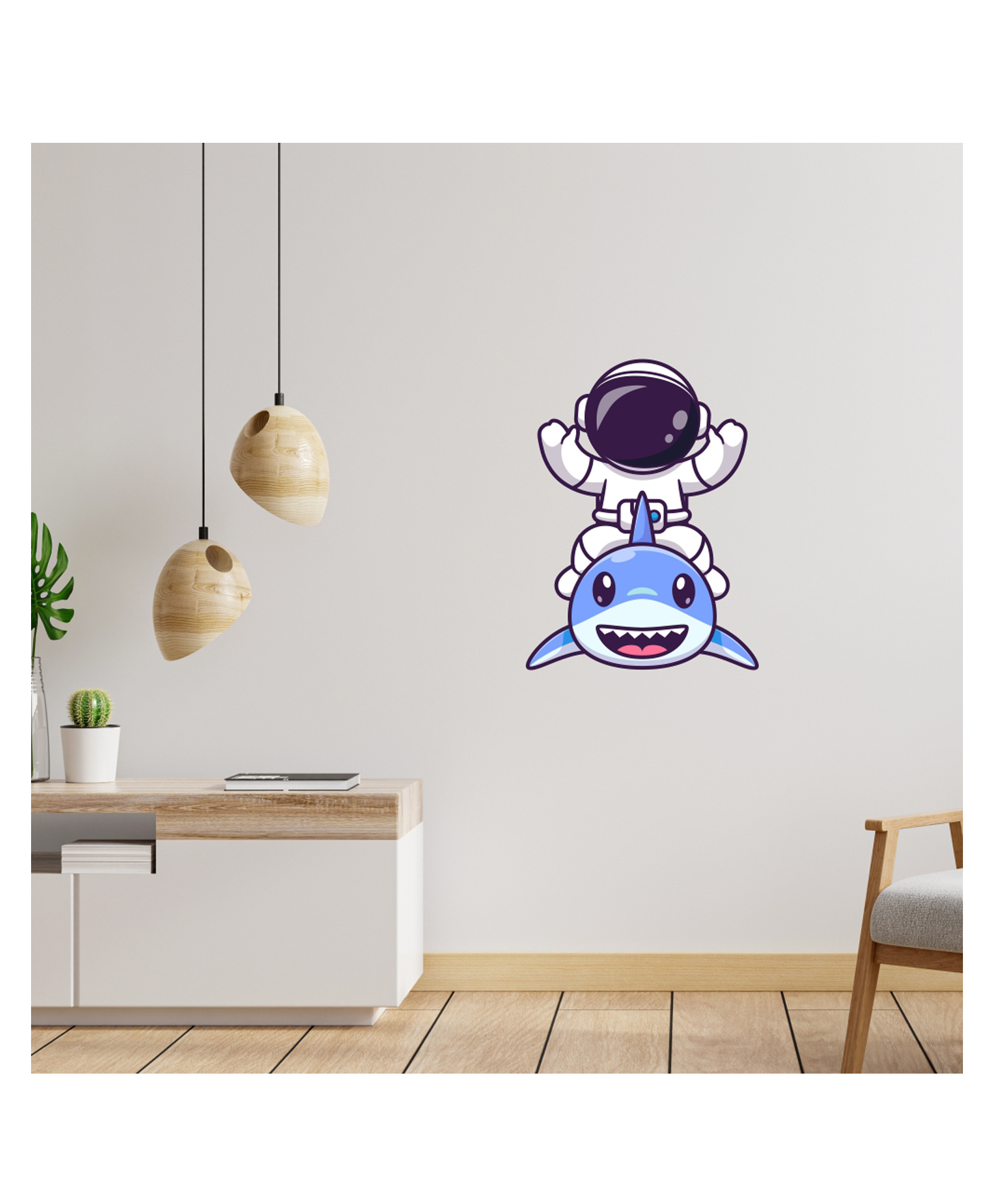 Wallstick Beautiful Shark and Astronaut Decorative Vinyl Wallsticker-image-40