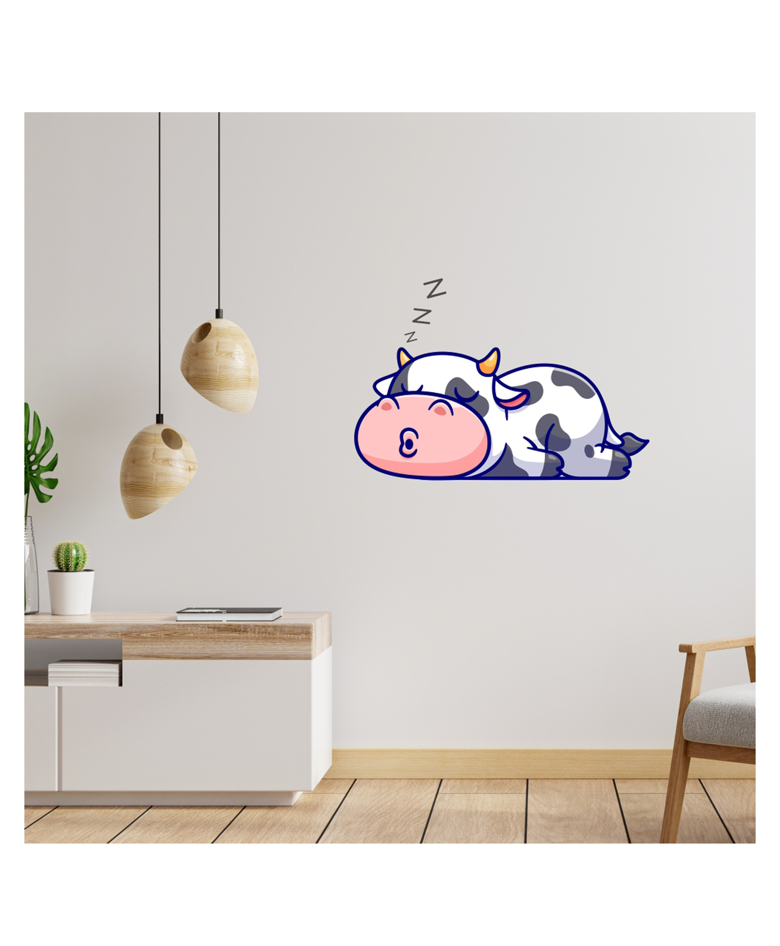 Wallstick Lazy Cow Kids Room Decorative Vinyl Wallsticker-image-30