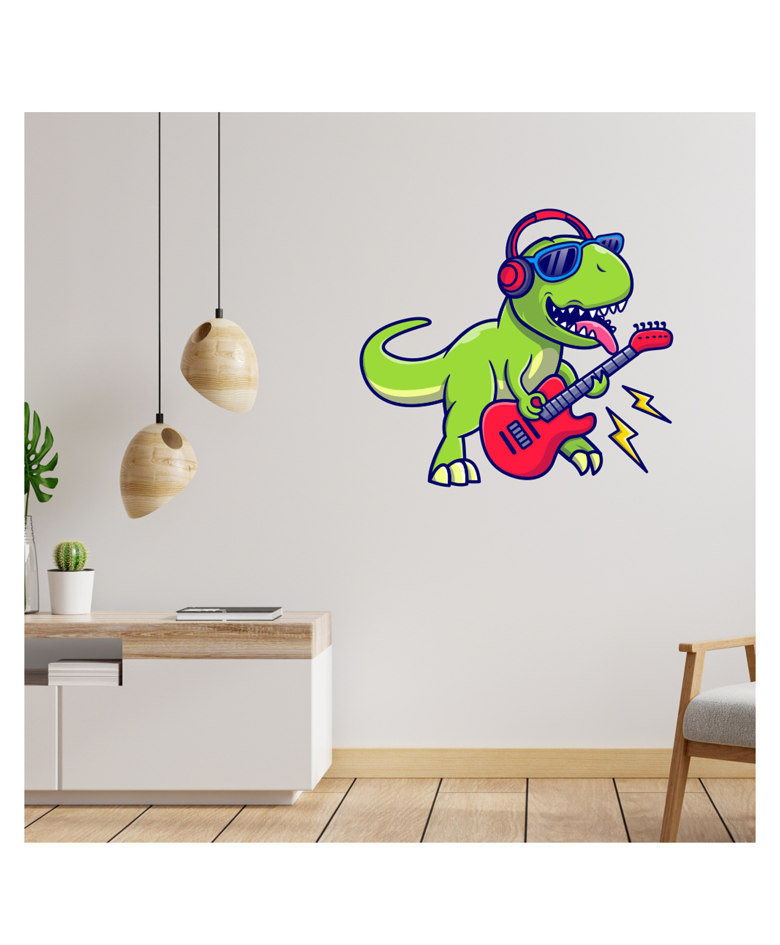 Wallstick Crazy Rocking Dino Decorative Vinyl Wallsticker-image-37
