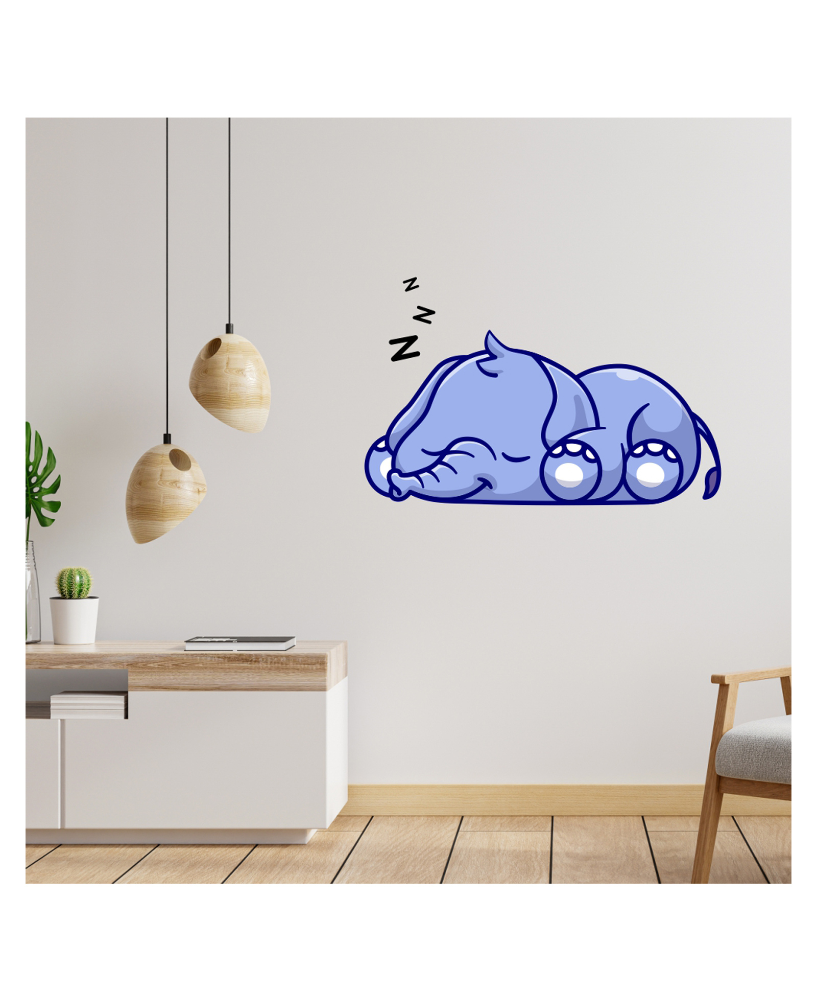 Wallstick Cute Elephant Sleeping Decorative Vinyl Wallsticker-image-9
