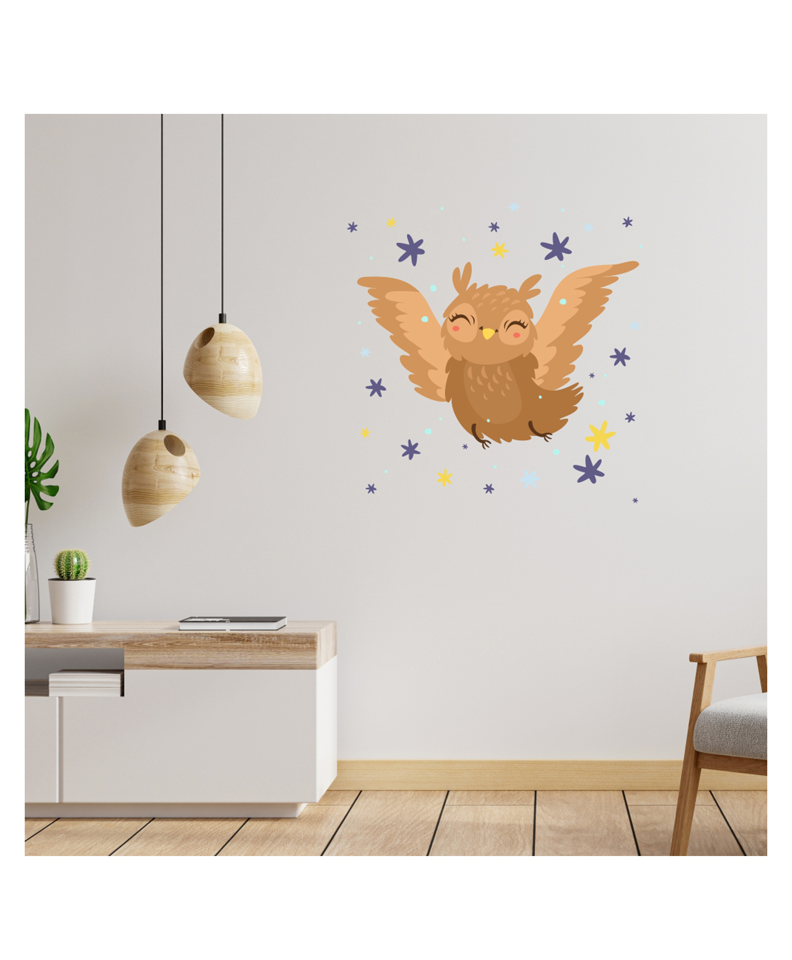 Wallstick Beautiful Owl Decorative Vinyl Wallsticker-image-35