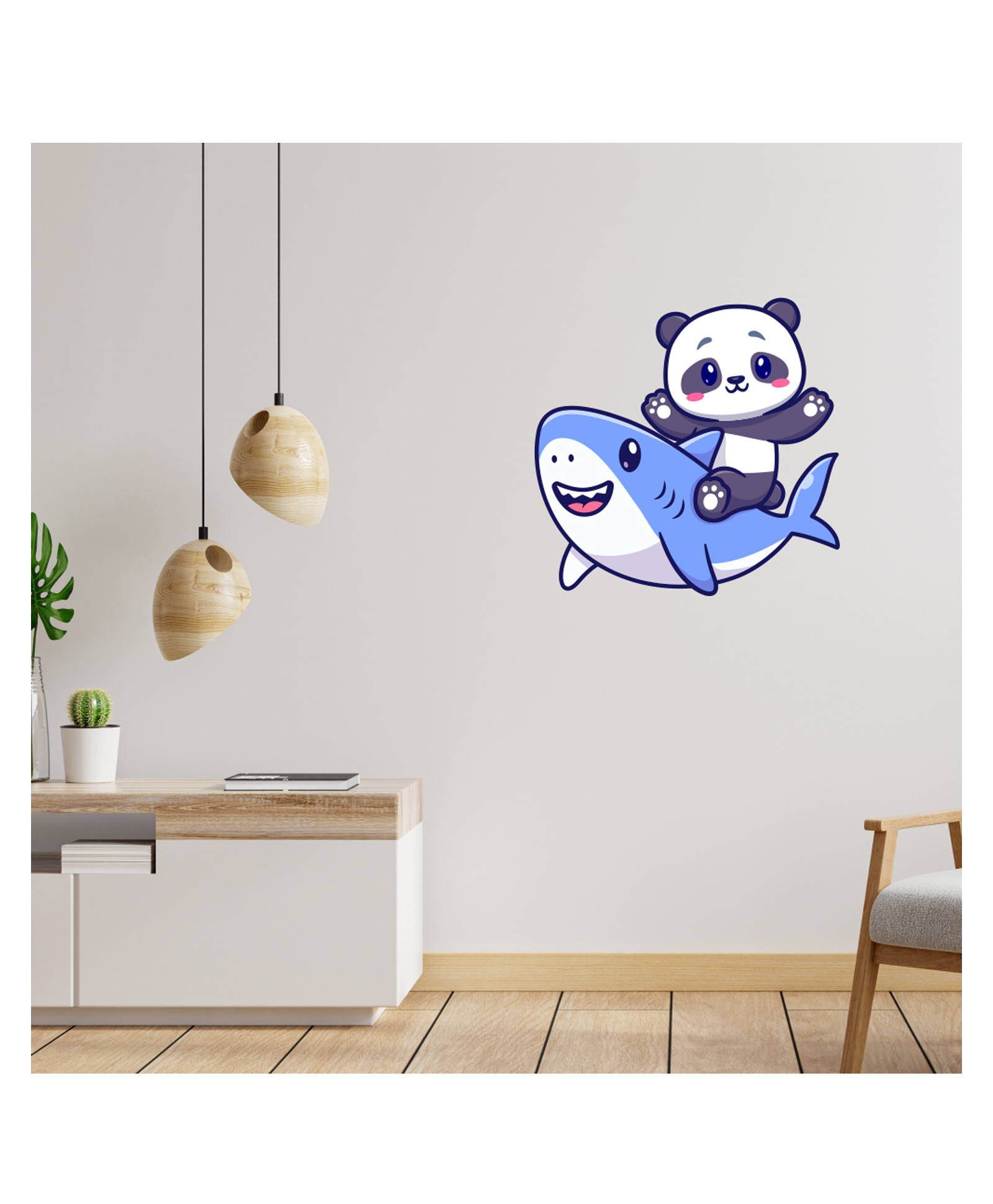 Wallstick Cute Shark and Panda Decorative Vinyl Wallsticker-image-8