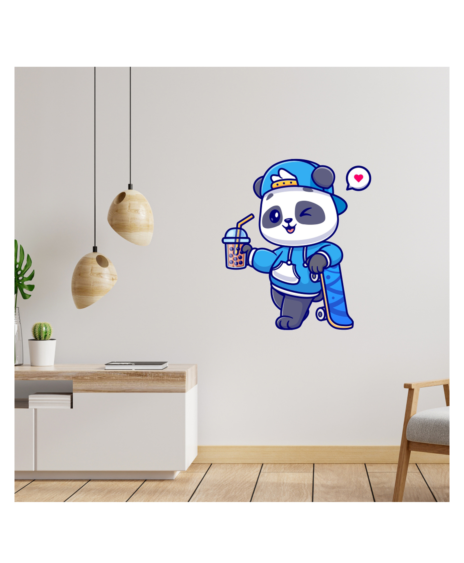 Wallstick Crazy Panda for Kids Room Decorative Vinyl Wallsticker-image-21