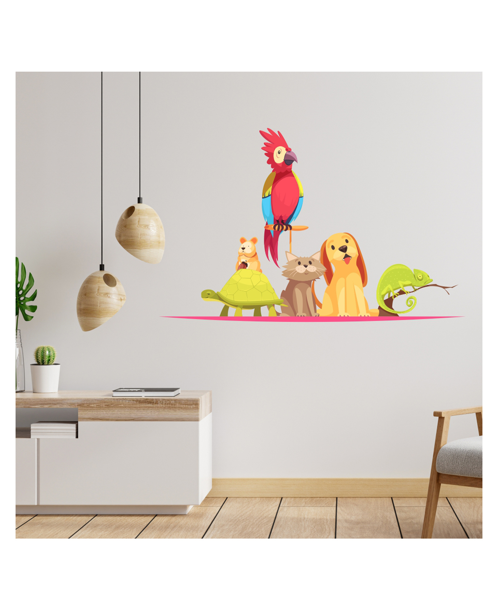 Wallstick Crazy Animals & Parrot for Home Decorative Vinyl Wallsticker-image-20