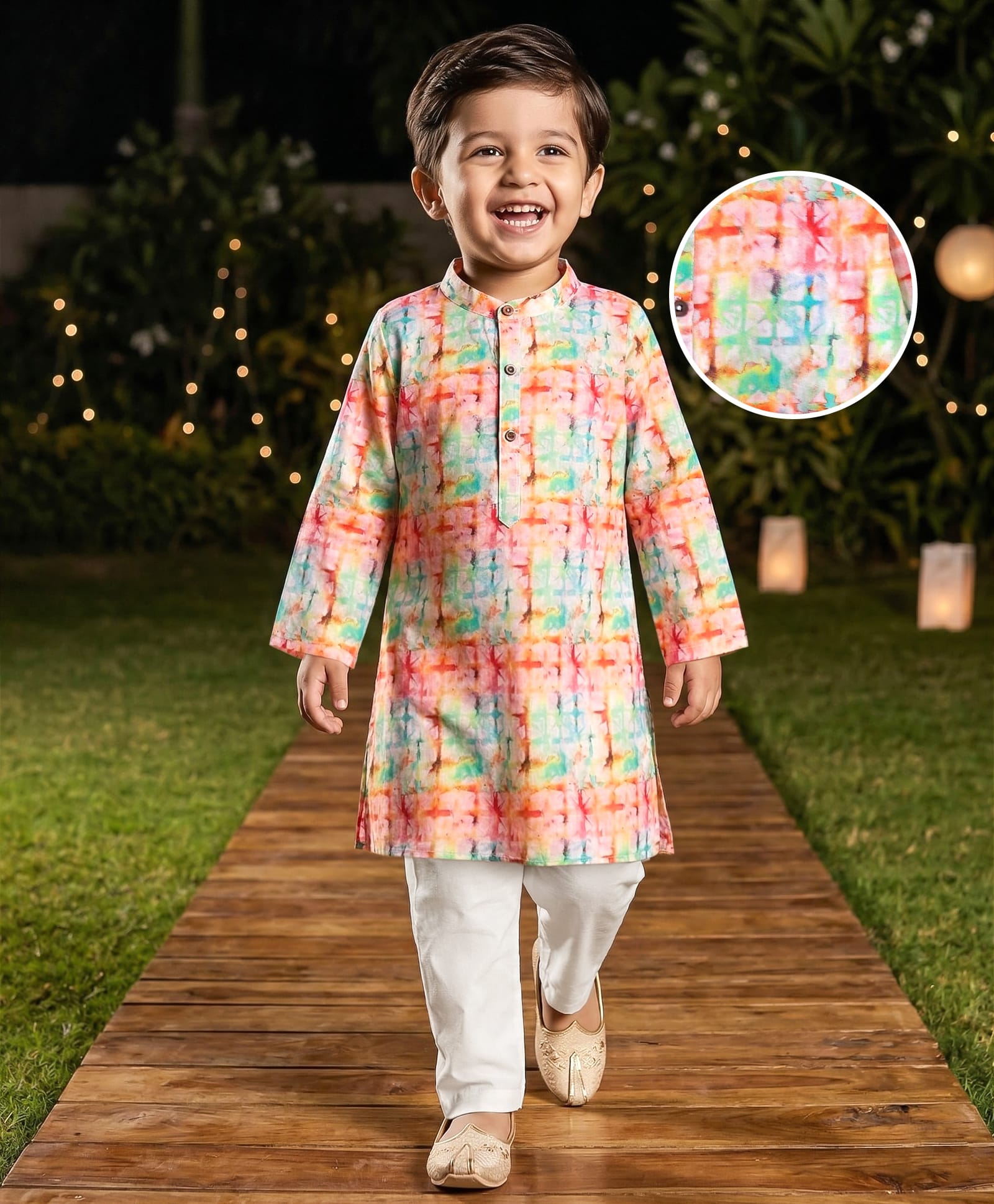 Babyhug Cambric Full Sleeves Printed Kurta Pyjama Set - Multicolor-picture-15