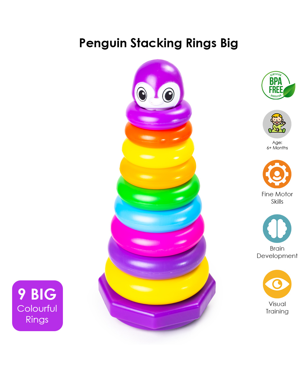 Ratnas Penguin Rings Stacking Super Toy Multicolor - 13 Pieces-image-48