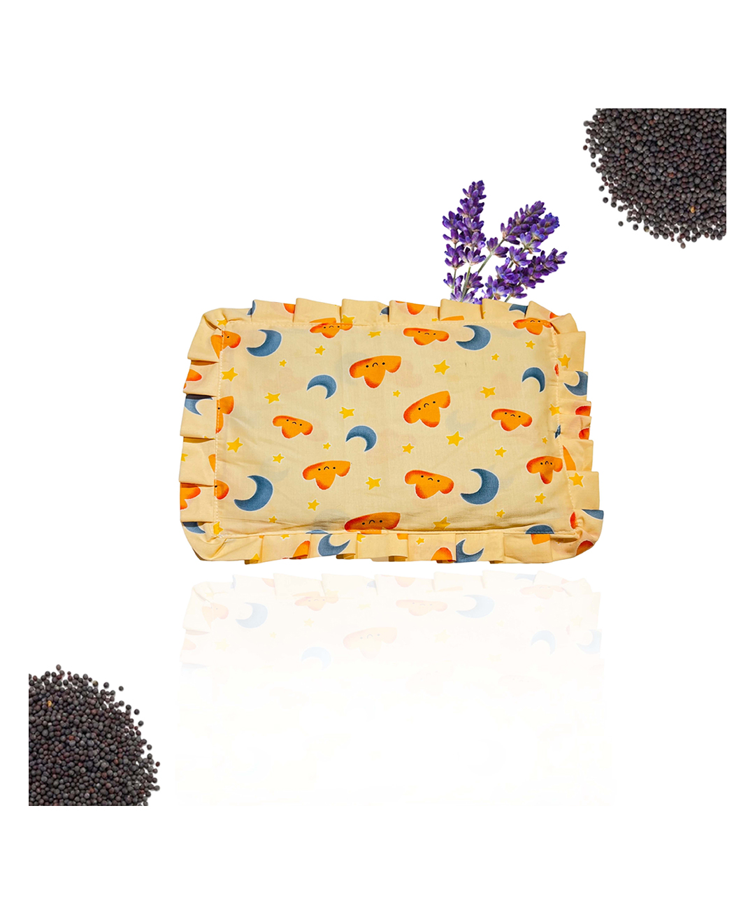 Fareto new born baby super soft cover mustard filling pillow for round head Cloud moon orange-picture-34