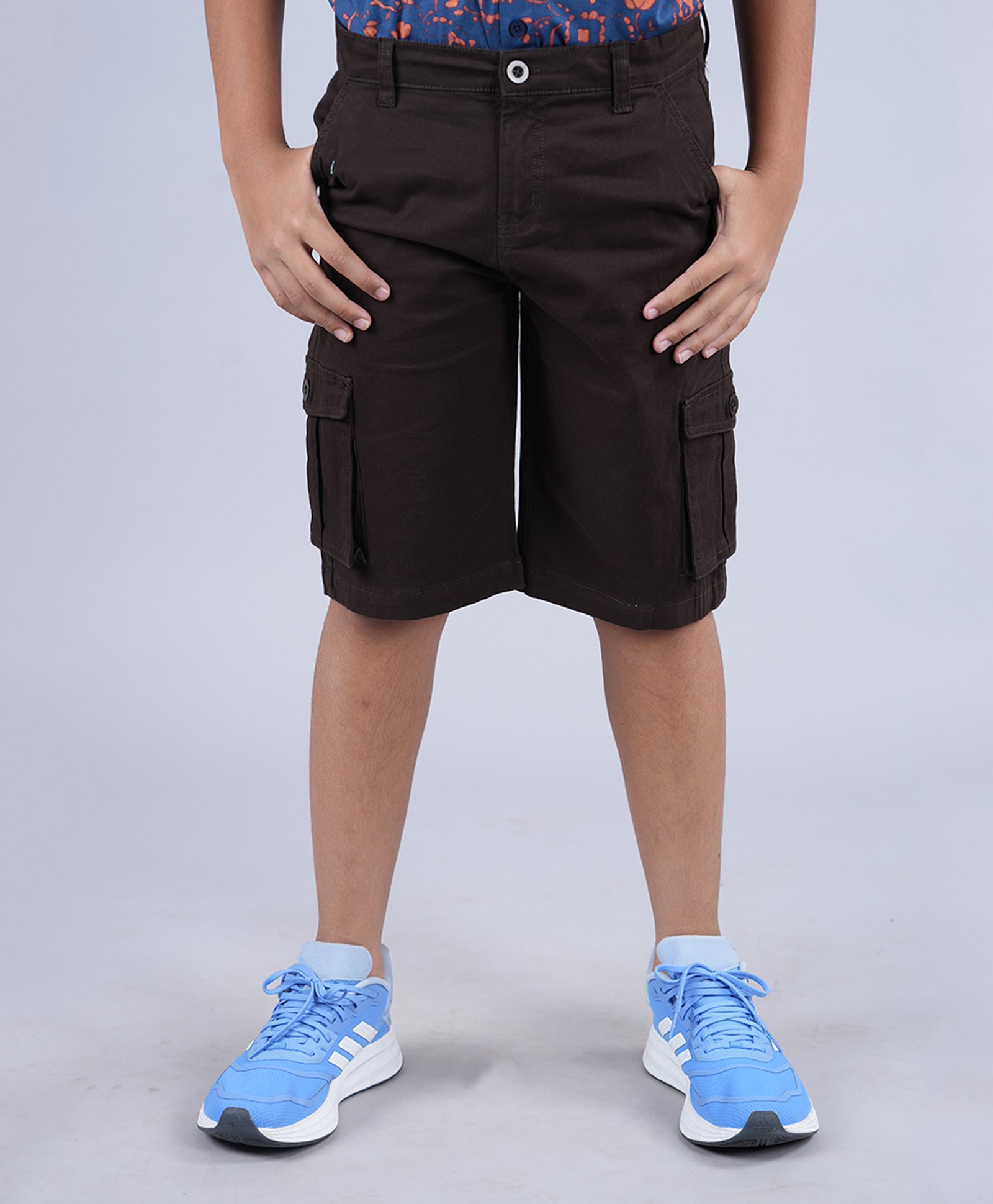 Kiddopanti Cotton Lycra Solid Shorts - Brown-picture-19