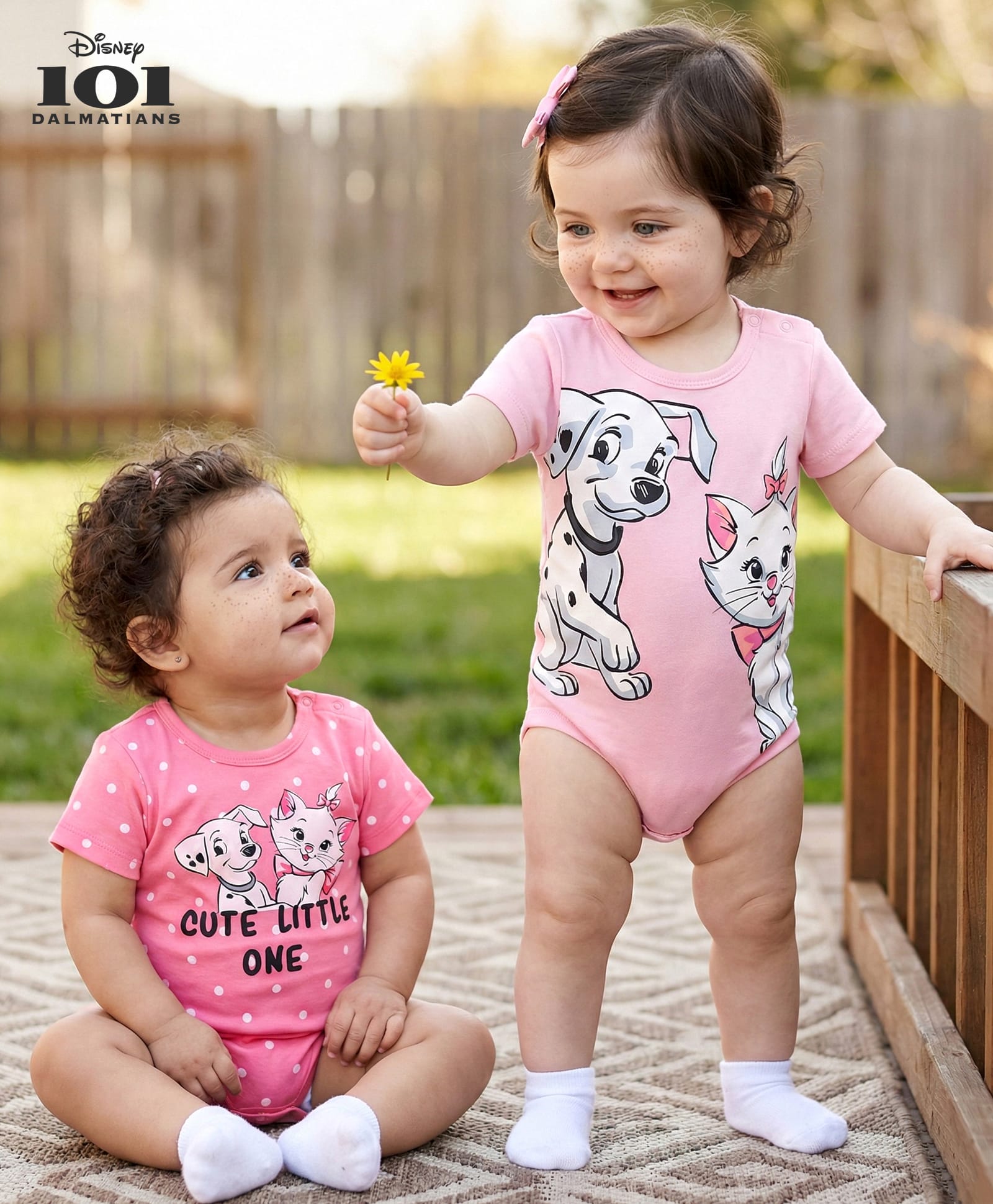 Babyoye Disney Interlock Knit Half Sleeves Onesies with 101 Dalmatians Graphics Pack of 2 - Pink-picture-26