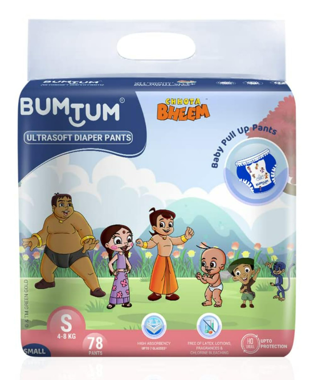 Bumtum Chota Bheem Baby Diaper Pants with Leakage Protection - 78 Pieces-image-21