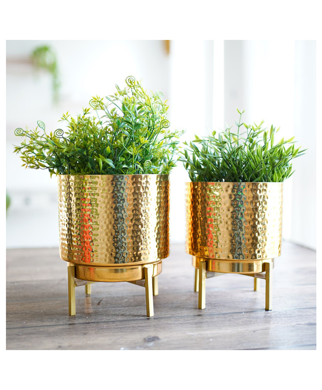 BEHOMA Metal Hammered Indoor Planter, Set Of 2, Gold, for Home Decor-image-33
