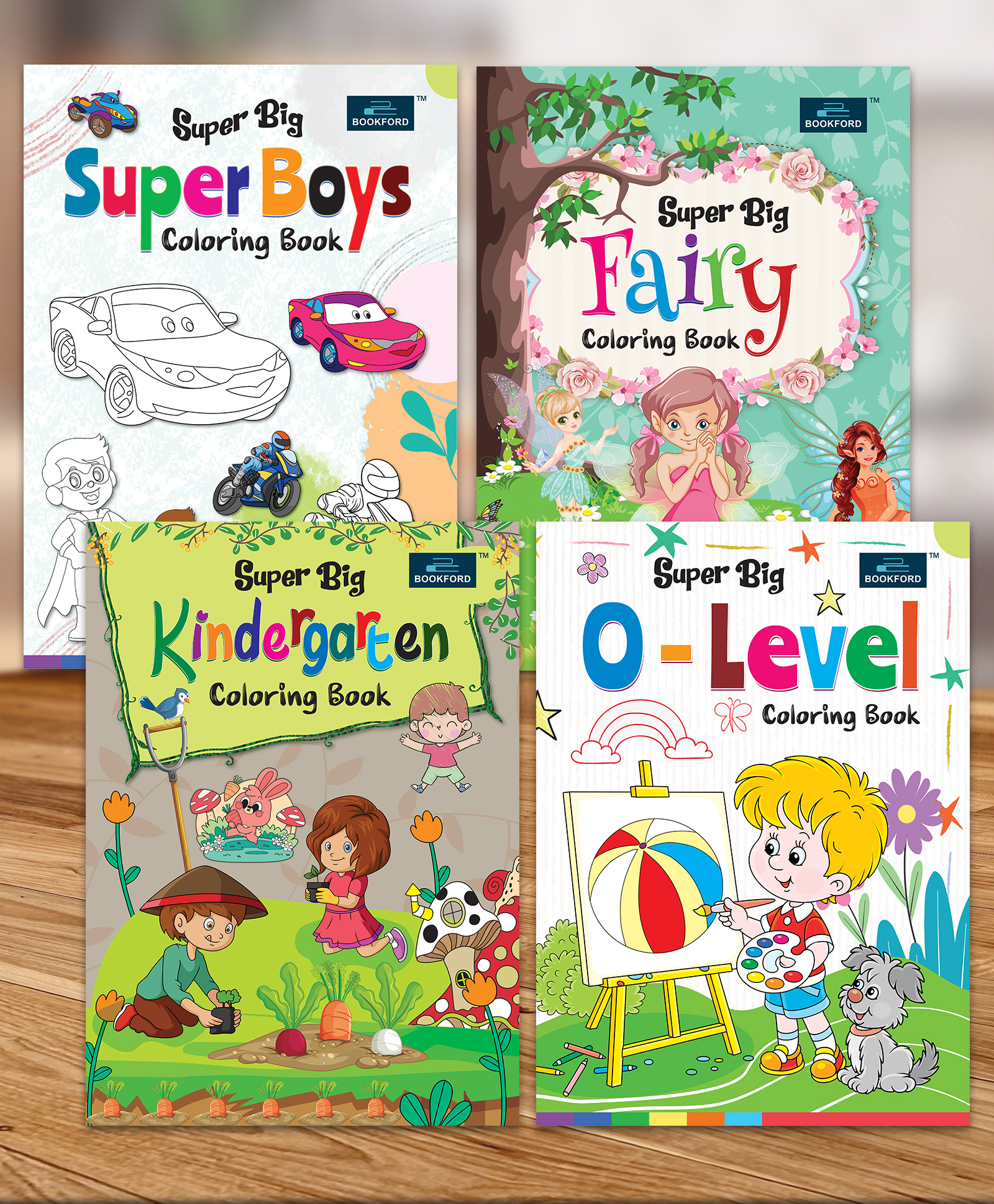 bookford publications Super Big Coloring Book - O Level, Kindergarten, Fairy & Super Boys For Kids (Set of 4)-picture-18