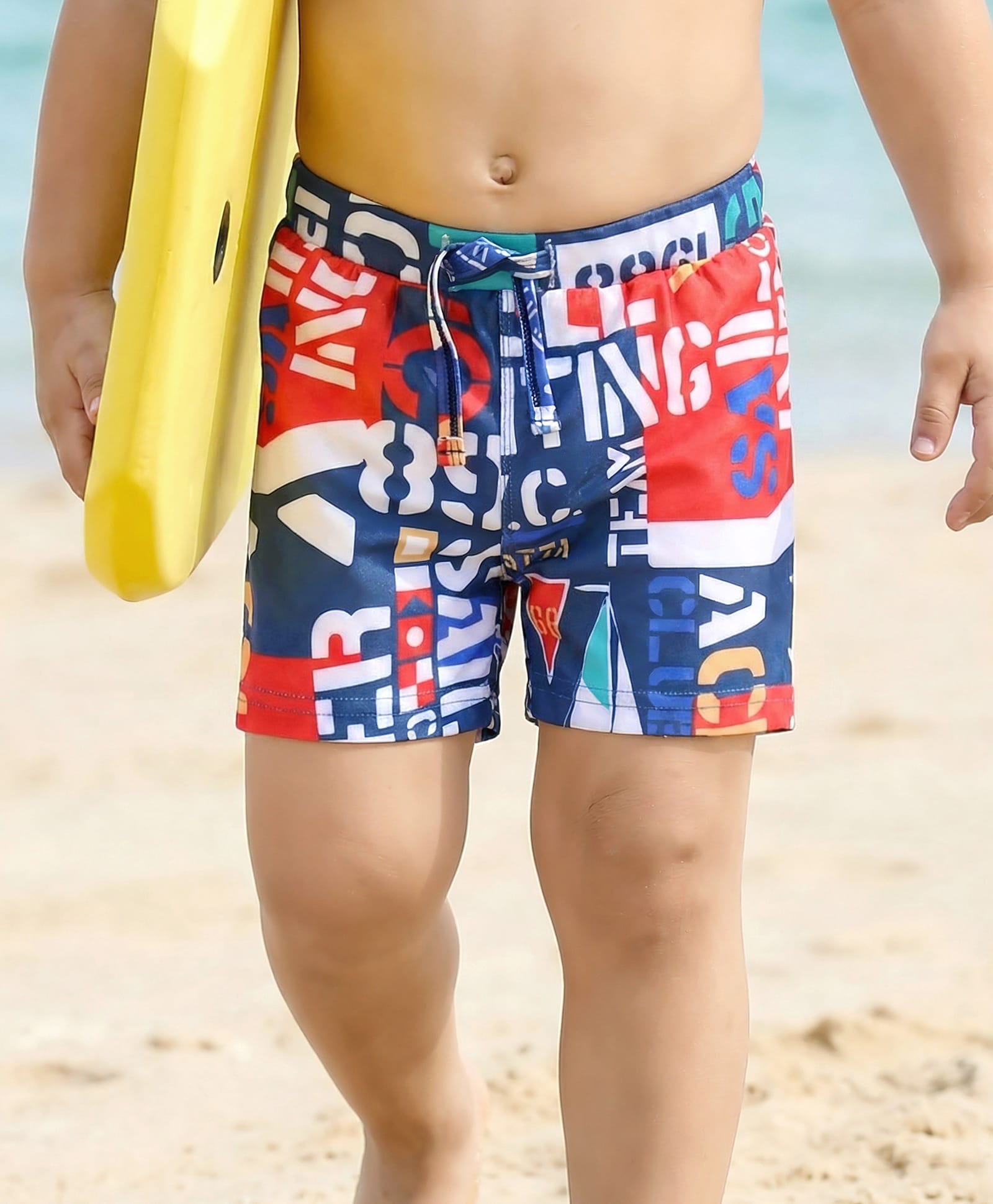 Babyhug Water Repellent Two Way Stretch Text Printed  Swimming Trunk - Navy Blue-image-48