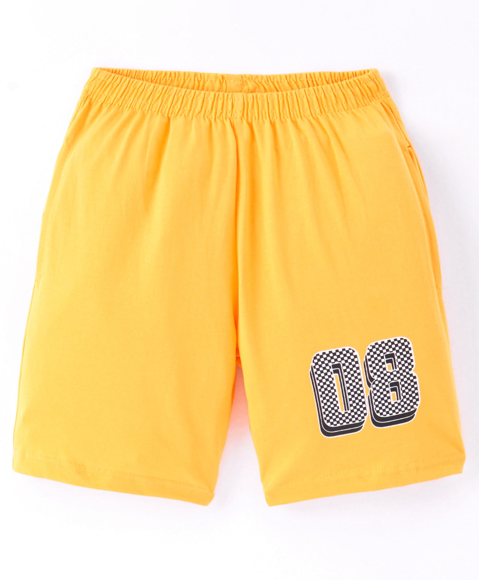 Taeko Single Jersey Knit Knee Length Shorts with Numerical Print - Yellow-picture-25
