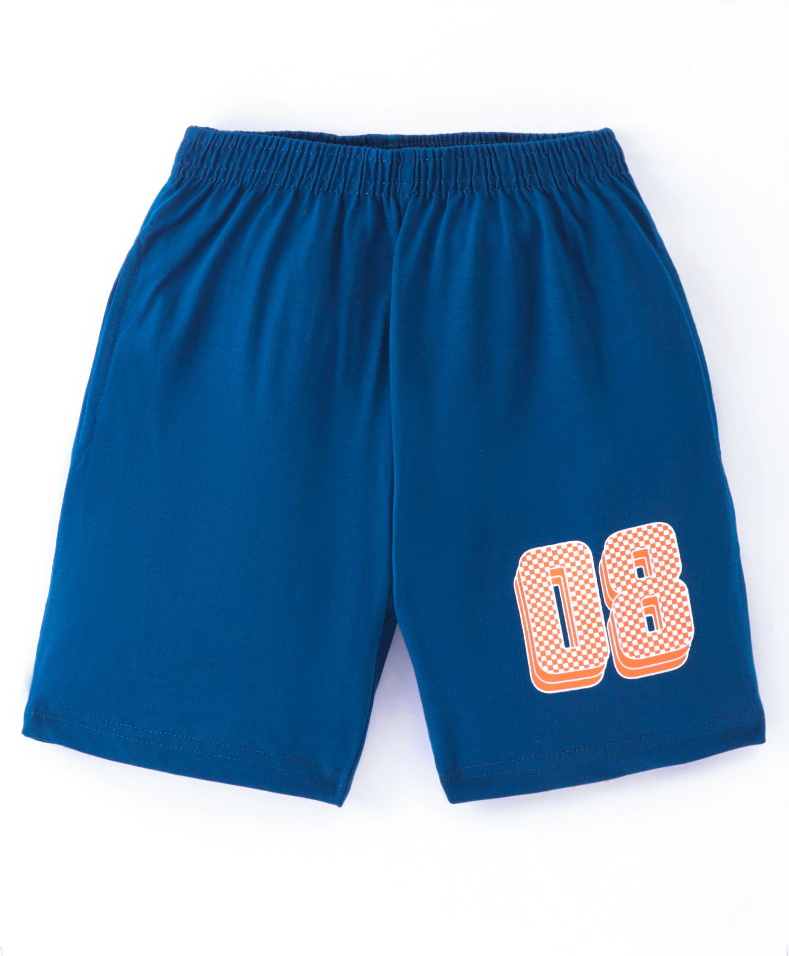 Taeko Single Jersey Knit Knee Length Shorts with Numerical Print - Blue-picture-12