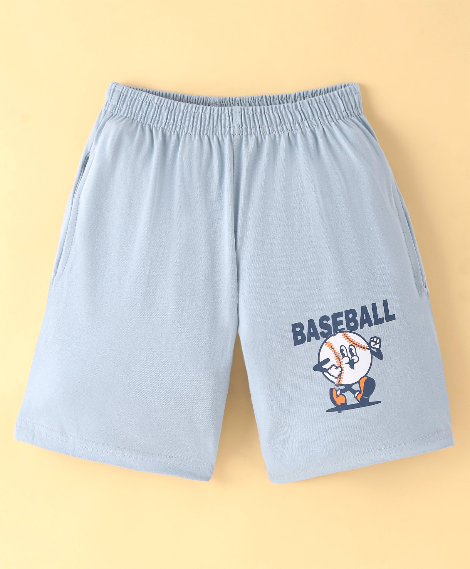 Taeko Single Jersey Knee Length Shorts with Text Print - Blue-picture-22