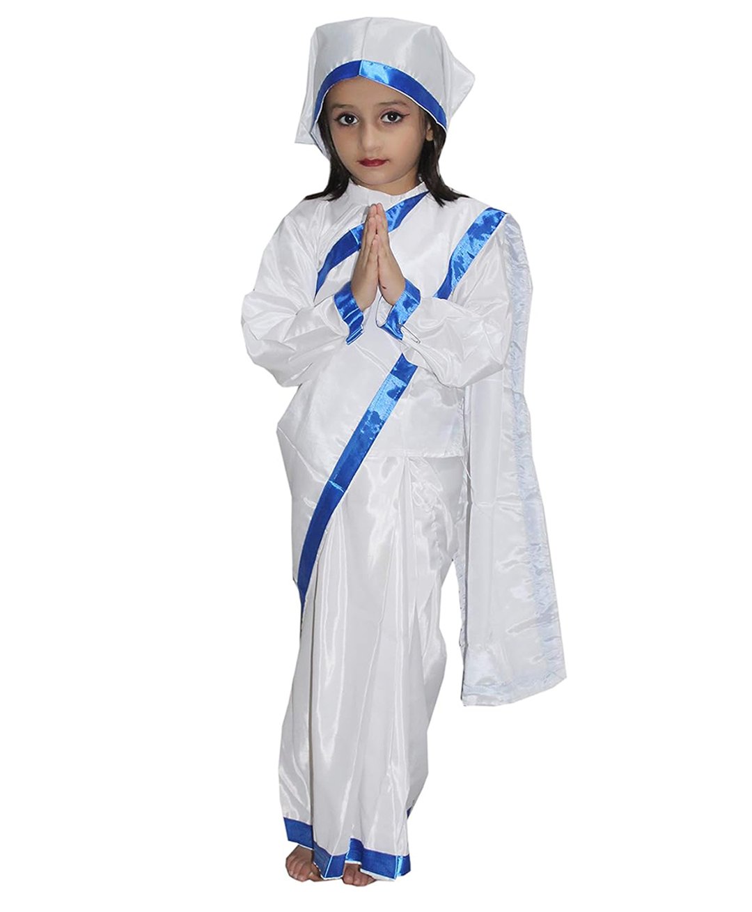 Kaku Fancy Dresses Mother Teresa National Hero Freedom Fighter Republic Day & Independence Day Theme Costume Set - White-image-39