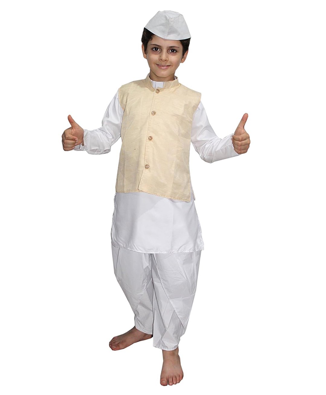 Kaku Fancy Dresses Lal Bahadur Shastri National Hero Freedom Fighter Costume for Republic Day & Independence Day Theme Costume Set - White-image-48