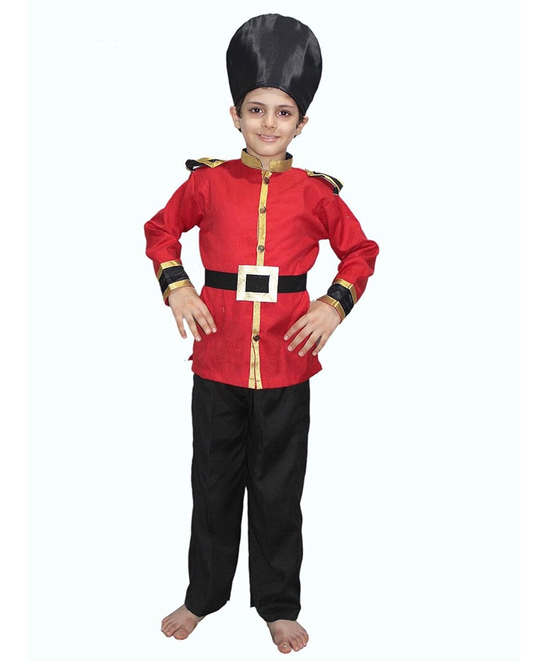 Kaku Fancy Dresses British Guard National Hero Freedom Fighter Republic Day & Independence Day Theme Costume Set - Red & Black-image-43
