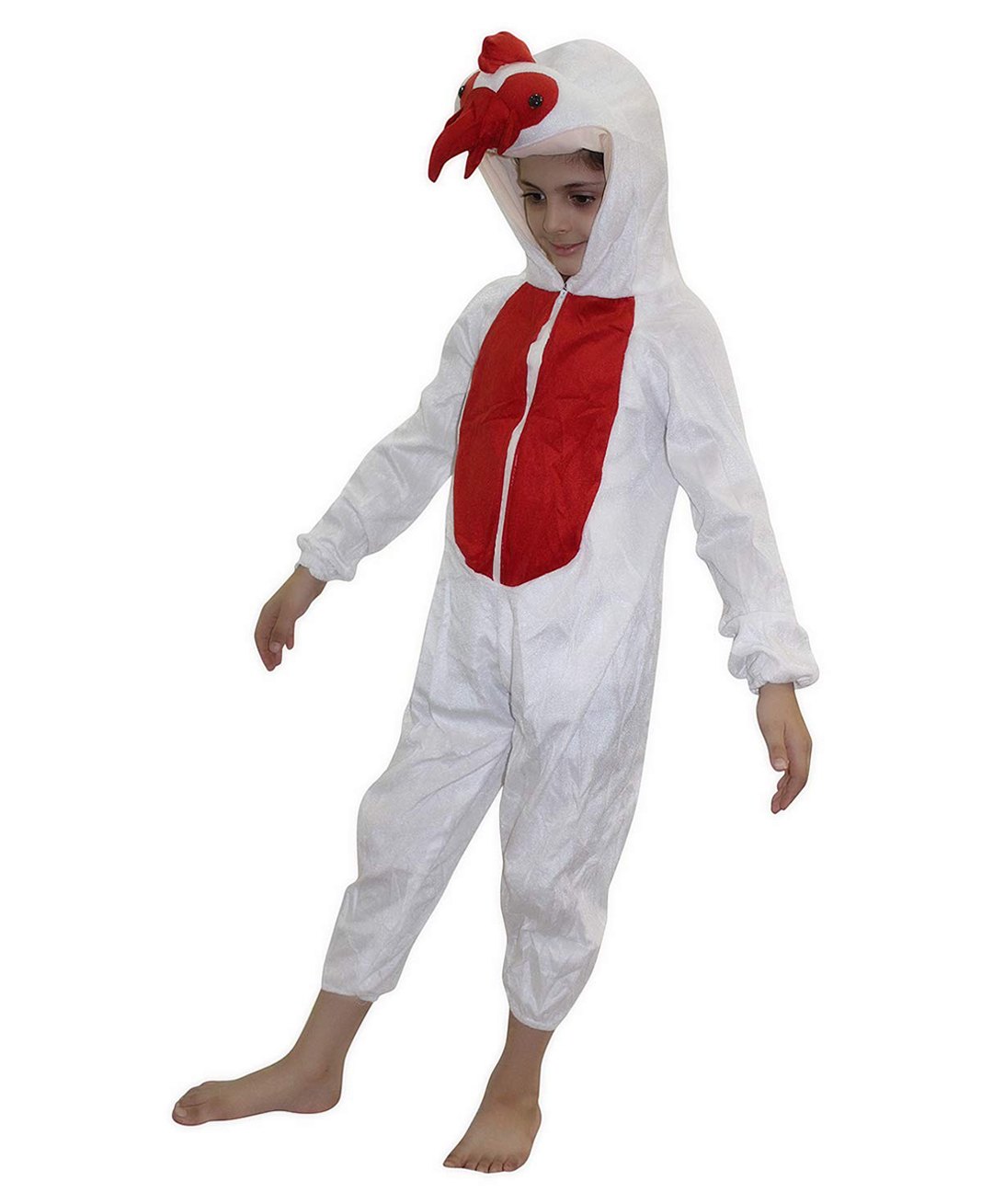 Kaku Fancy Dresses Cock Bird Theme Costume Set - White & Red-image-35