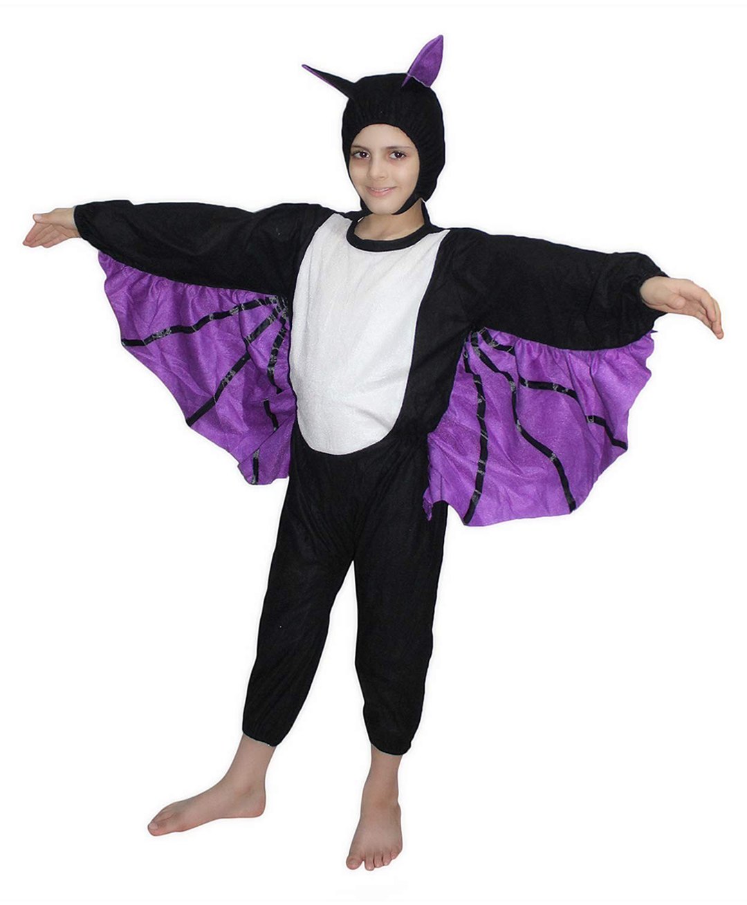 Kaku Fancy Dresses Bat Bird Theme Costume Set - Black & Purple-image-11