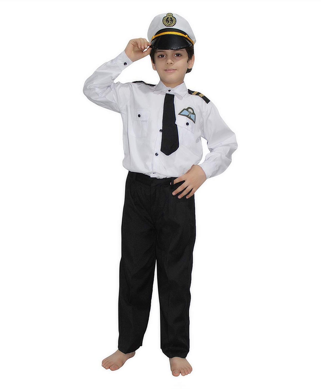 Kaku Fancy Dresses Our Community Helper Pilot Theme Costume Set - White & Black-image-20