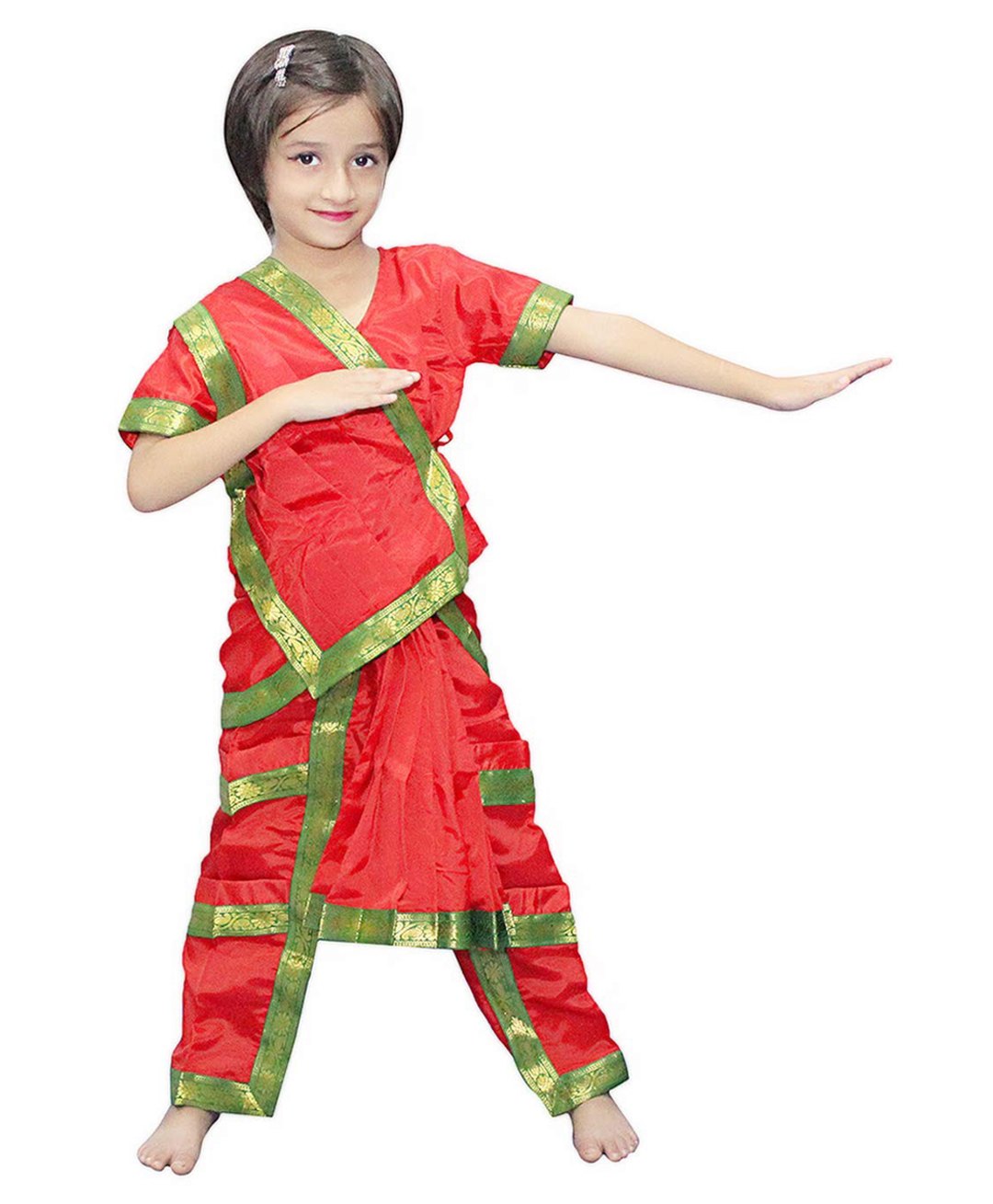 Kaku Fancy Dresses Bharatnatyam Saree Classical Dance Theme Dress Set - Red-image-47