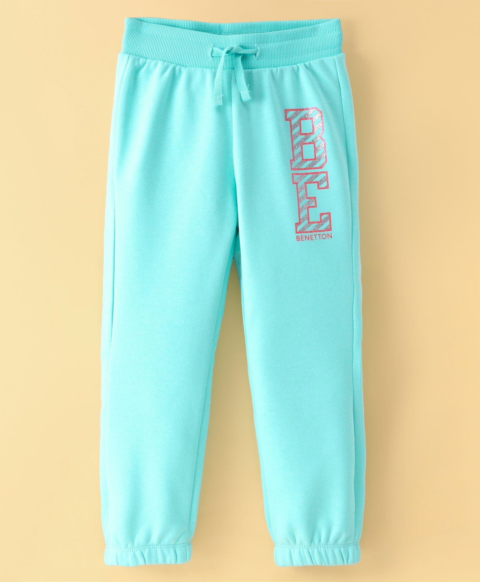 UCB Cotton Knit  Full Length Lounge Pant Solid Colour with Text Print-  Blue-picture-27