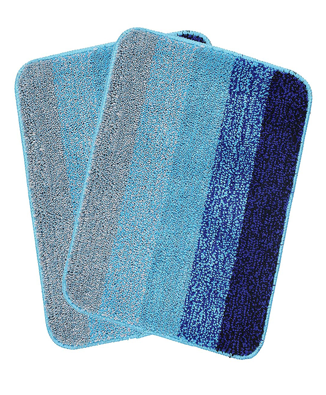 Saral Home Microfiber Striped Anti-Skid Set of 2 Bathmats (Turquoise)-picture-15