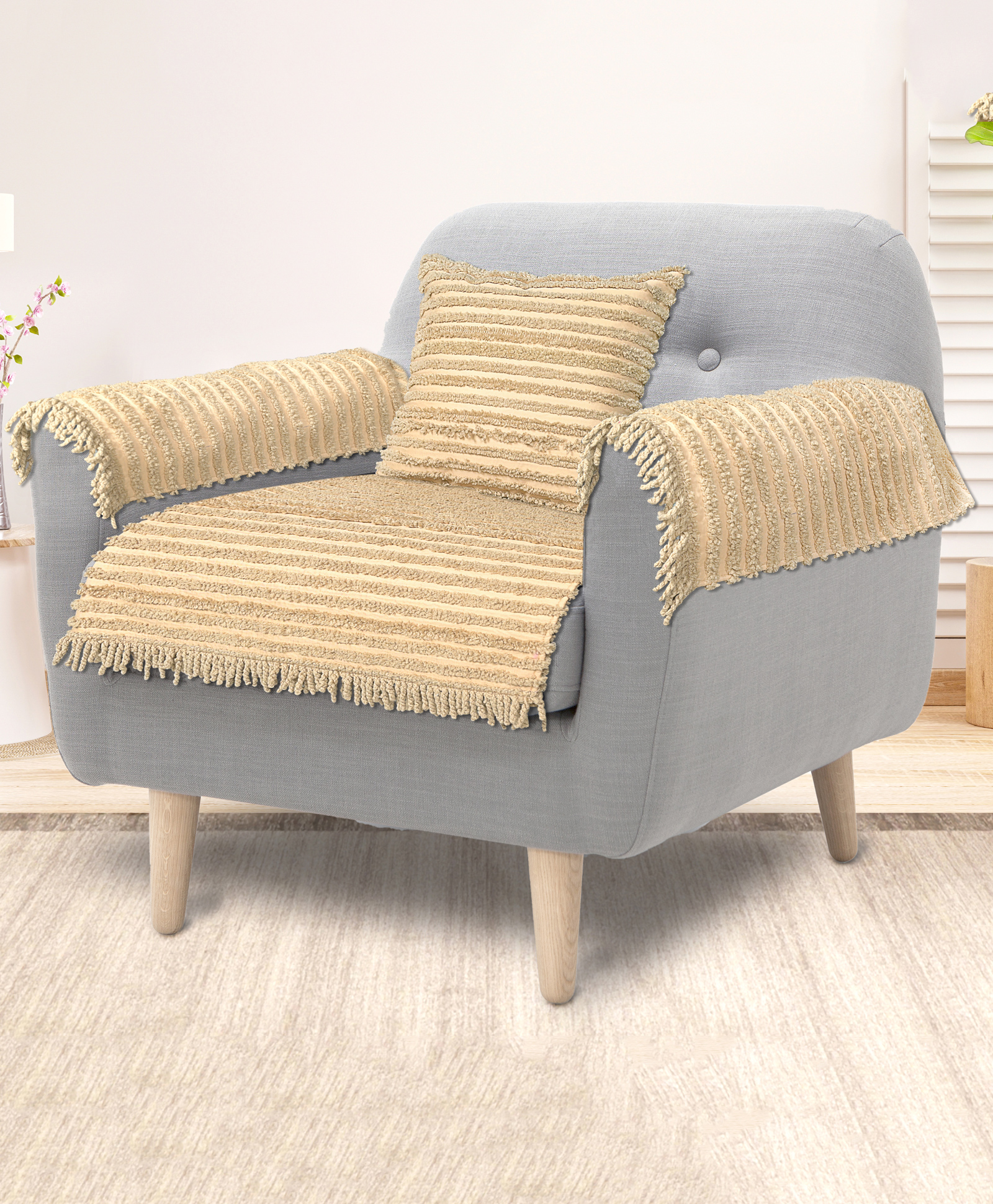 Saral Home AXIS Sofa Cover Set (1 Seat Cover, 1 Cushion Cover, 2 Arm Covers)-picture-27