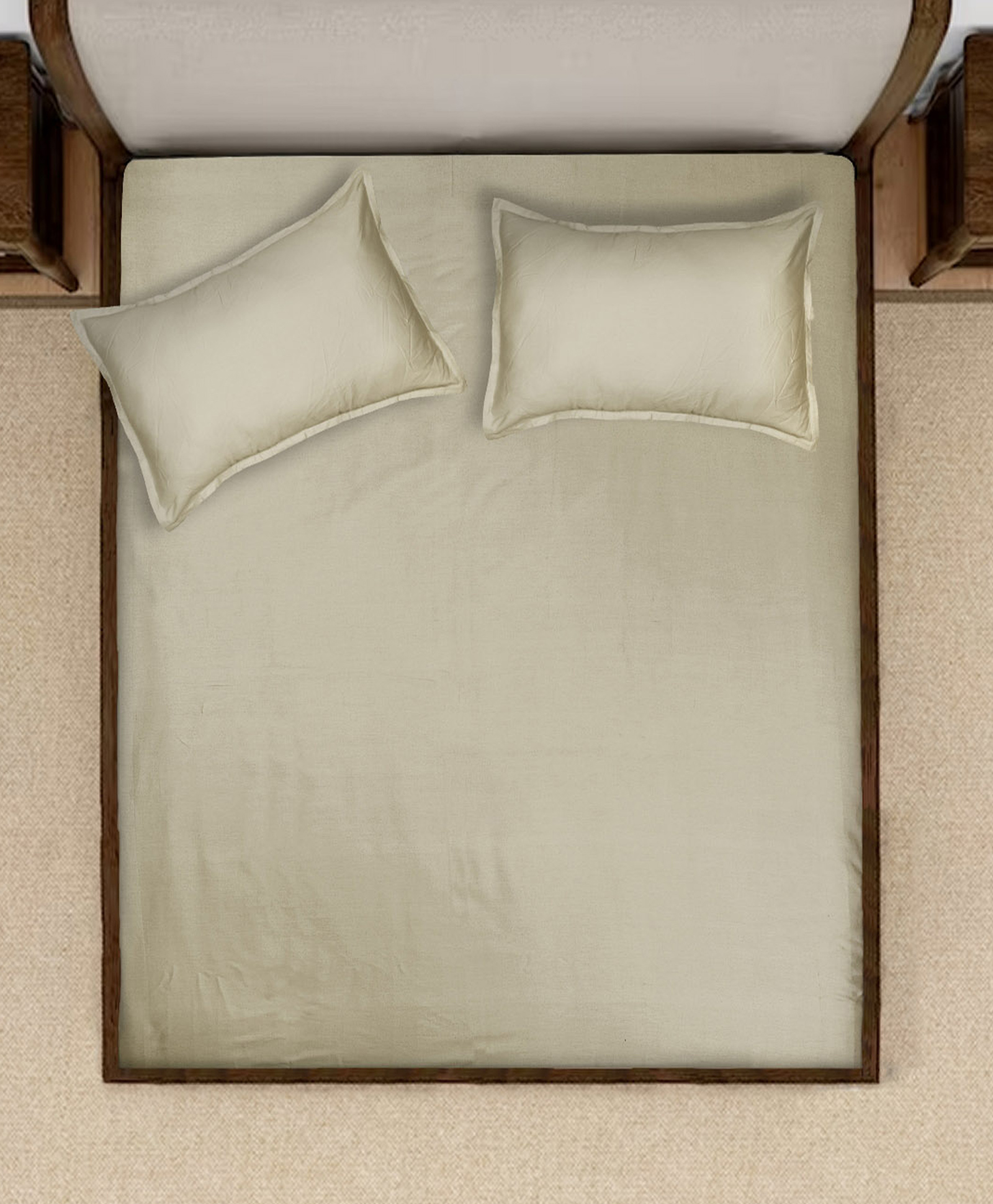 Saral Home Sheen Shine 100% Cotton Bed Sheet with 2 Pillow Cover(Beige,100"X108")-picture-11