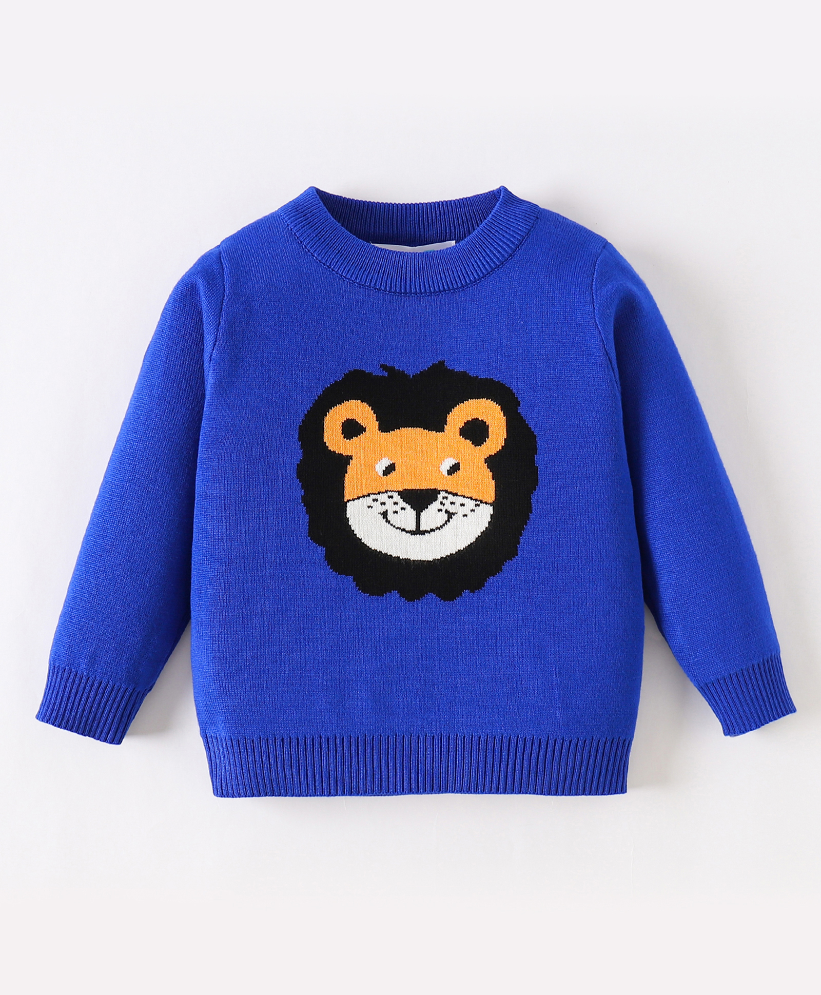 Kookie Kids Full Sleeves Pullover Sweater with Lion Design - Blue-image-41