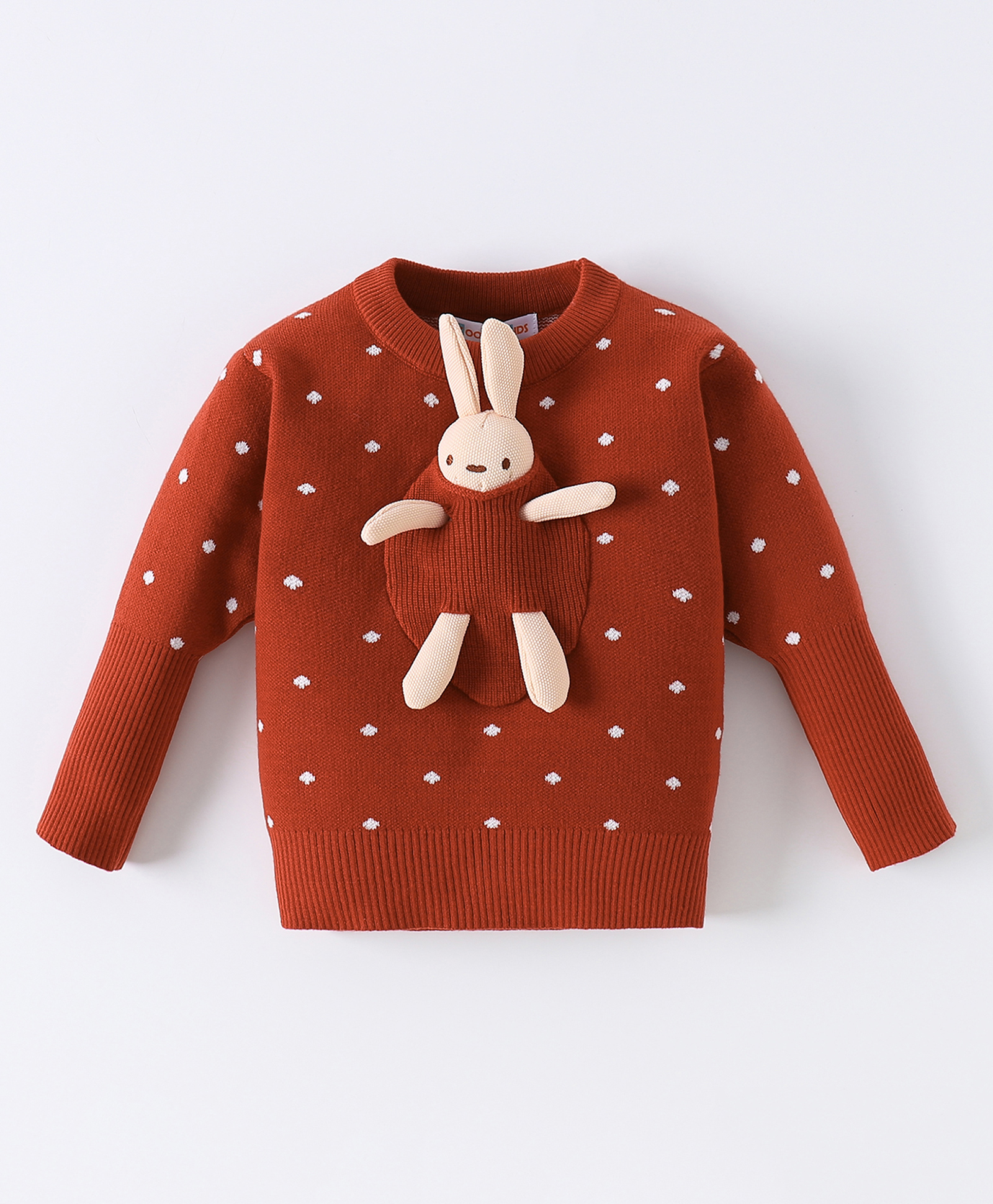Kookie Kids Full Sleeves Pullover Sweater with Teddy Applique - Maroon-image-49