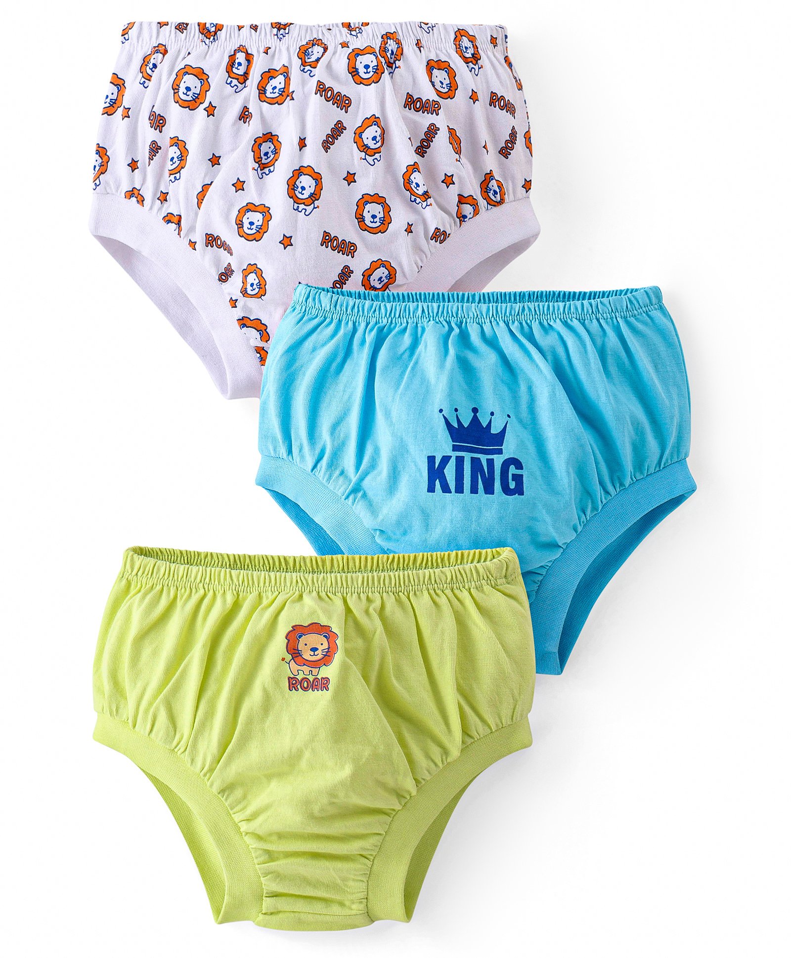 Doodle Poodle 100% Cotton Lion Printed Briefs Pack of 3 - Blue Green & White-image-48