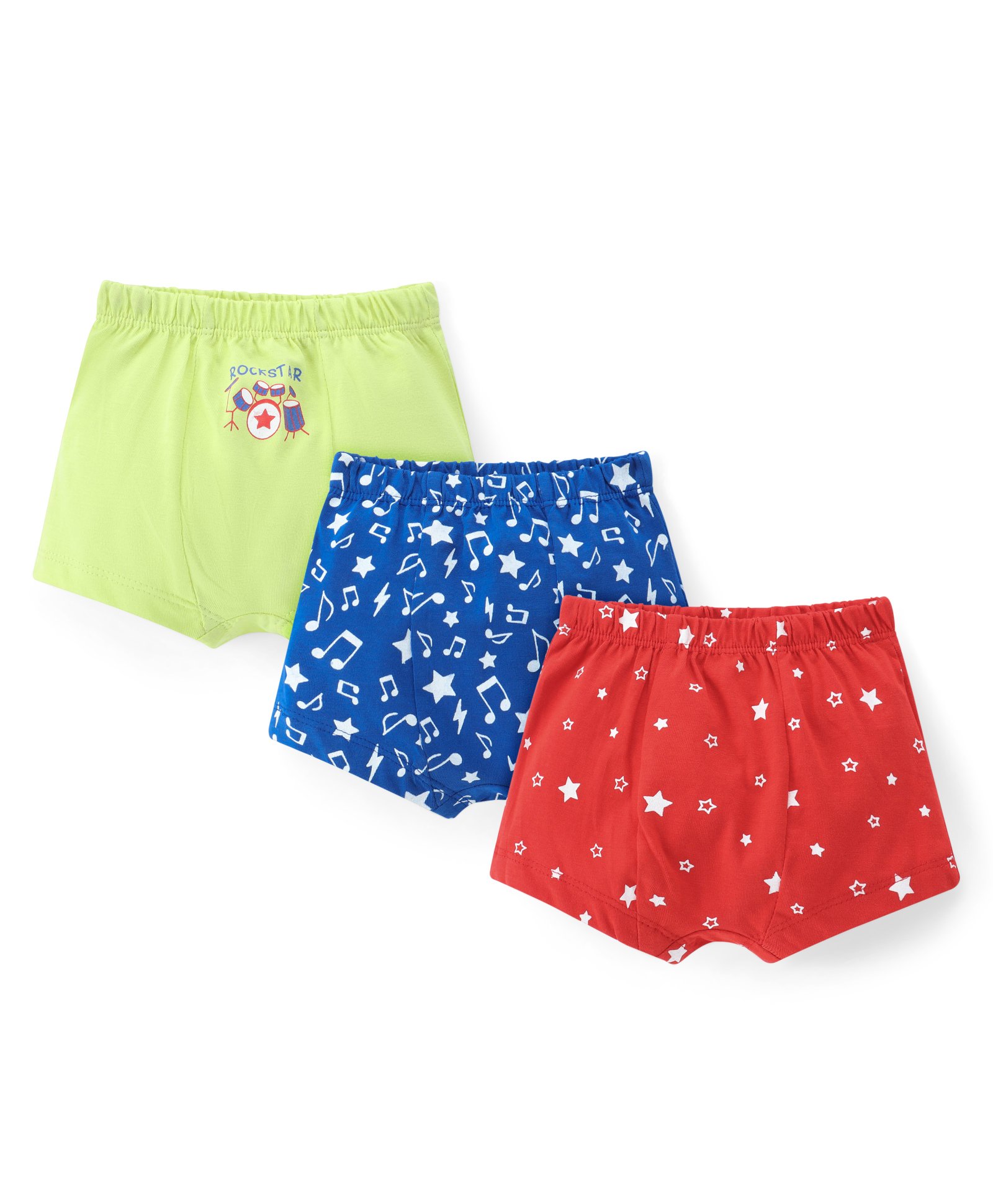 Doodle Poodle 100% Cotton Printed Trunks Pack of 3 - Red Green & Blue-image-3