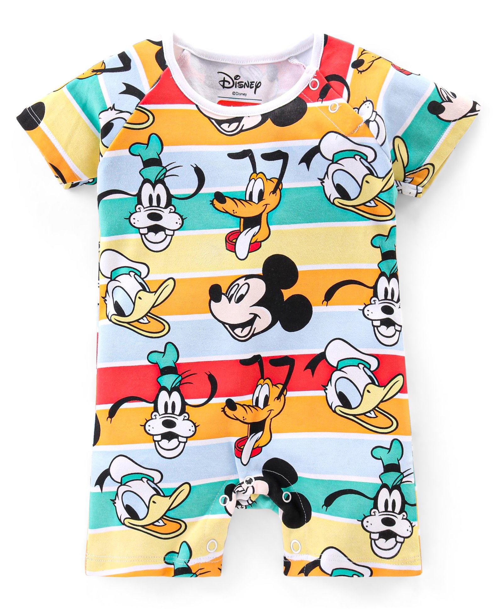 Babyhug Disney Interlock Knit Half Sleeves Romper with Mickey Mouse Graphics - Multicolor-picture-28
