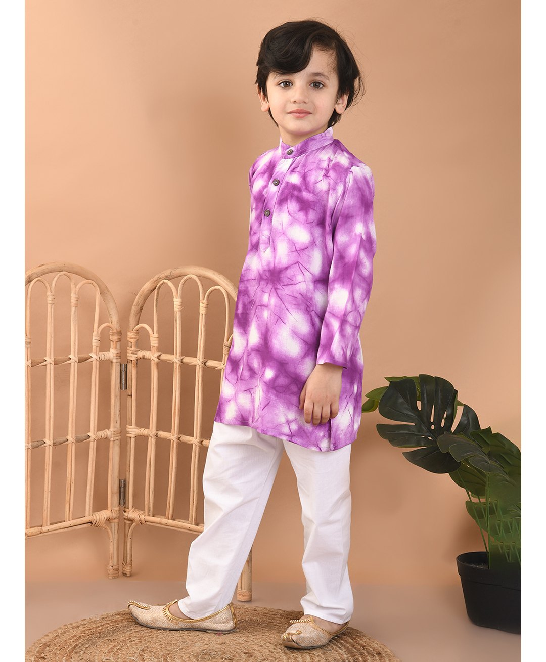 Superminis Rayon Full Sleeves Tie Dye Kurta & Pyjama Set - Purple-image-21