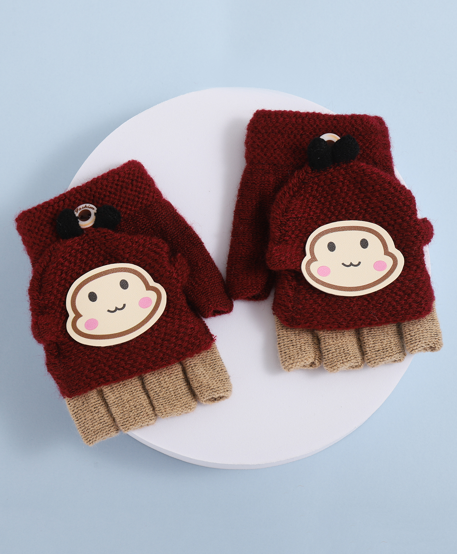 Babyhug Woollen Gloves with  Applique - Maroon-image-13