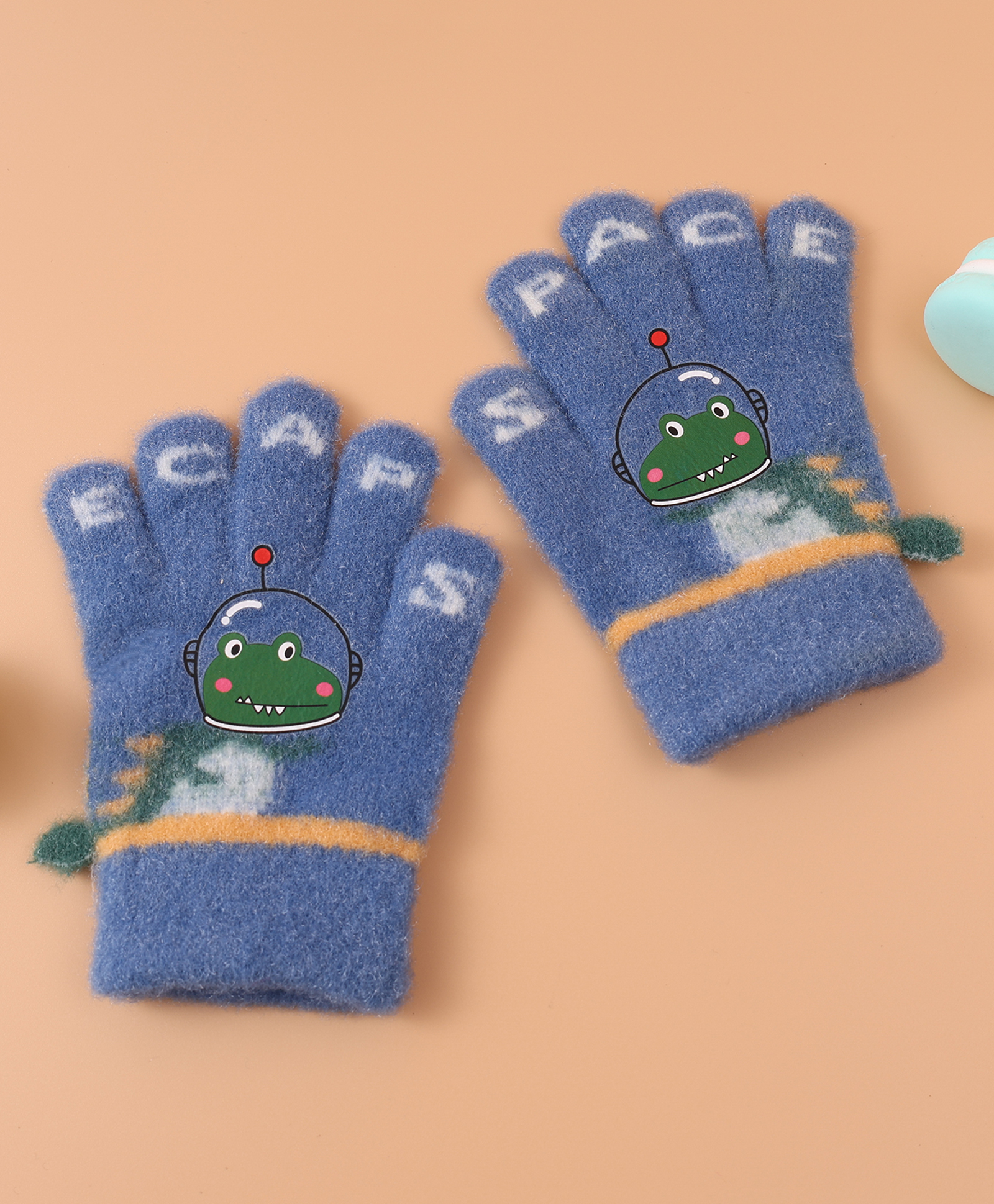 Babyhug Woollen Gloves with Crocodile Print - Navy-image-19