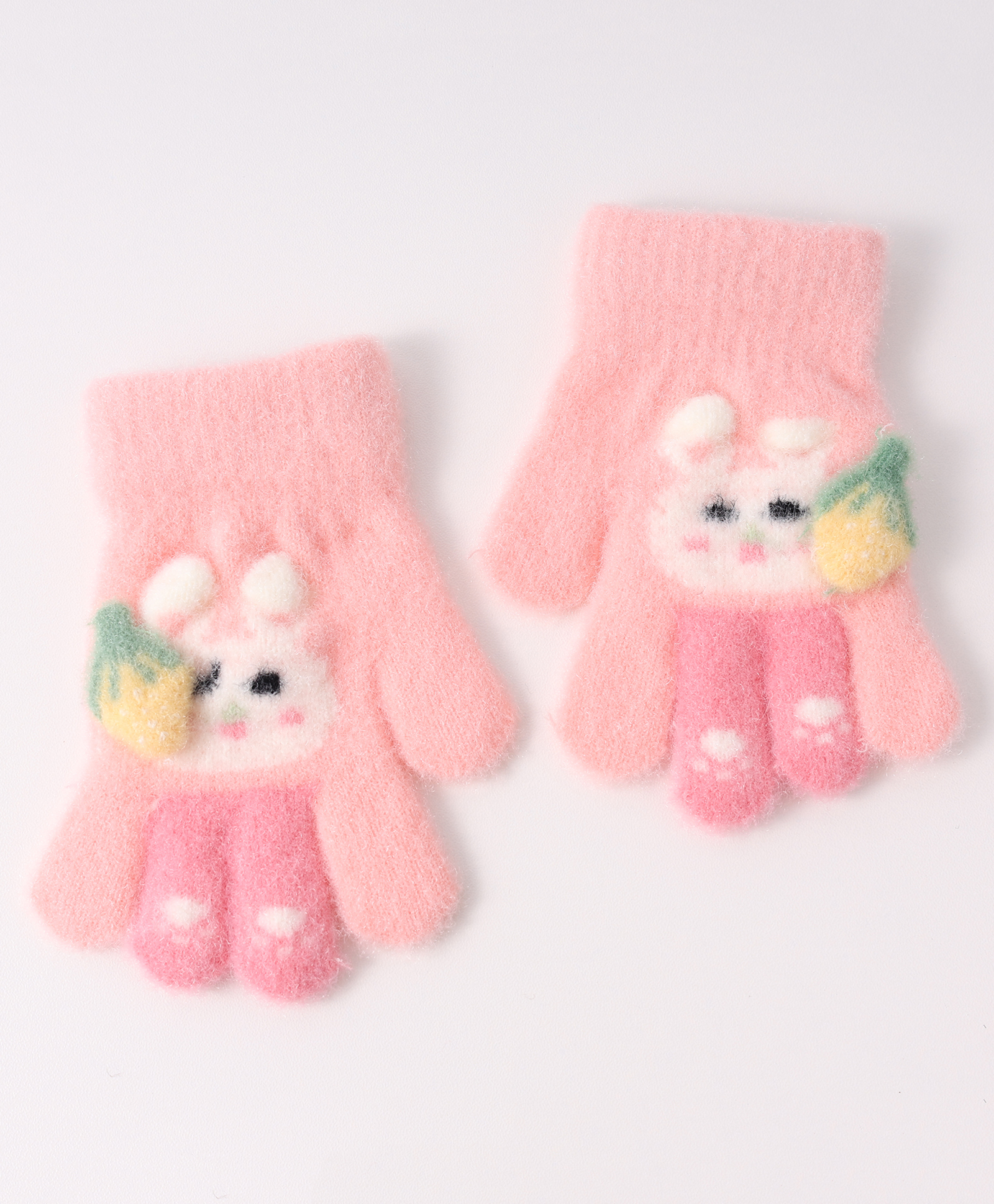 Babyhug Woollen Gloves with Bunny Print - Pink-image-38