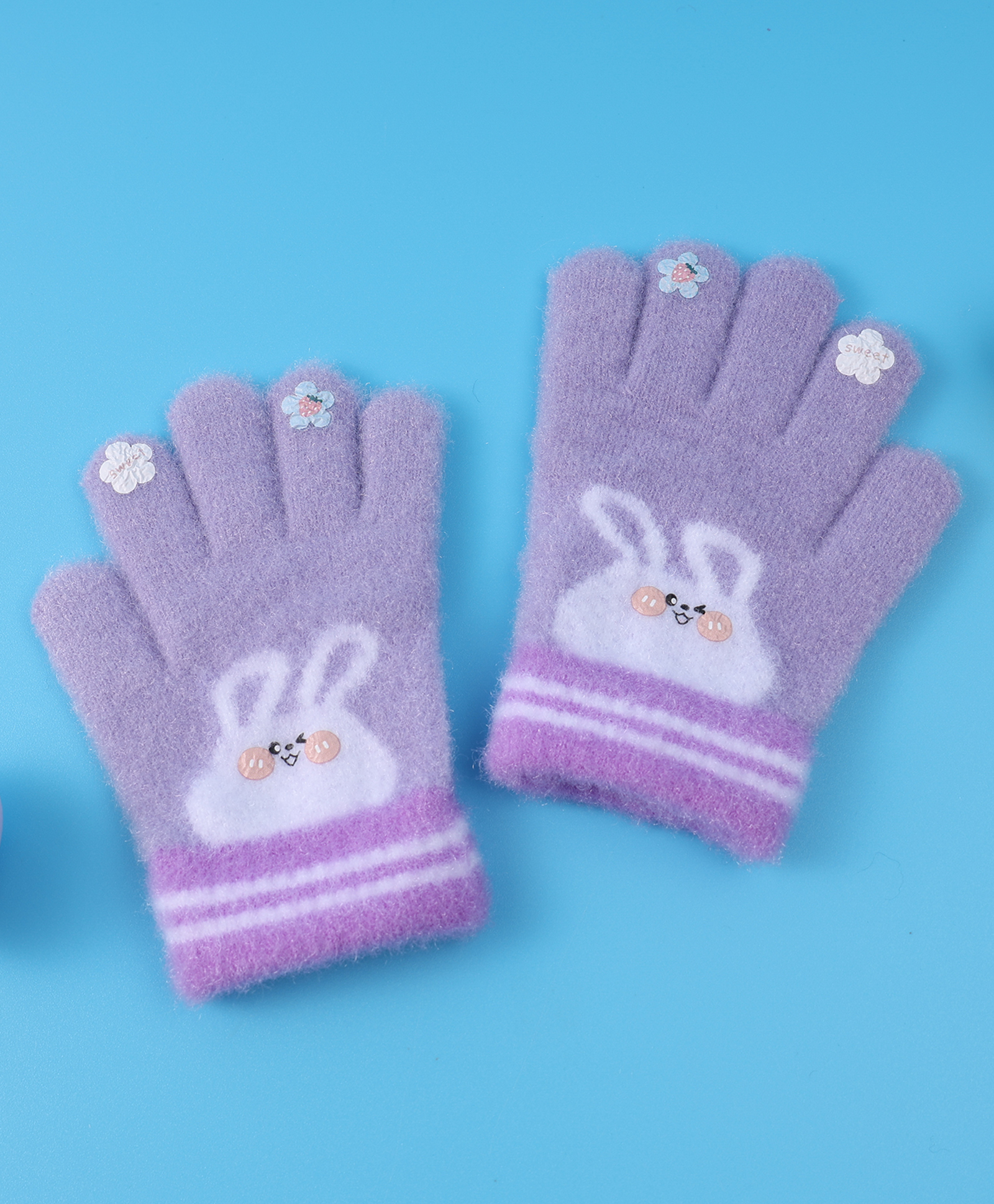 Babyhug Woollen Gloves with Rabbit Print - Lavender-picture-26