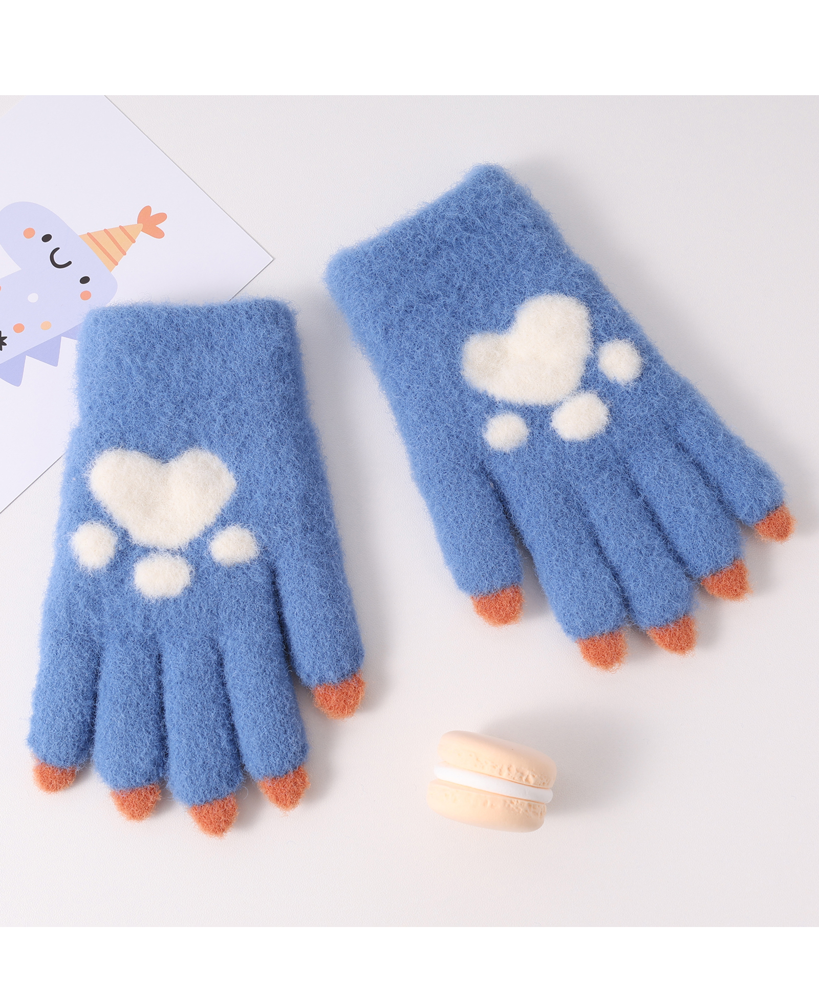 Babyhug Woollen Gloves with Heart Design - Blue